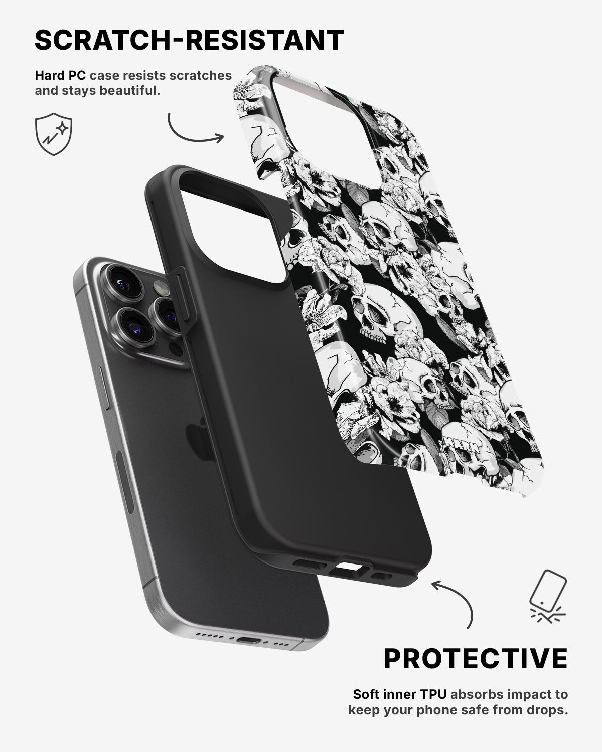iPhone 14 Pro Tough Case – Skull Garden - View 2