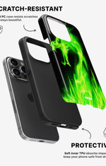 iPhone 14 Pro Tough Case – Green Flames Dragon - View 2