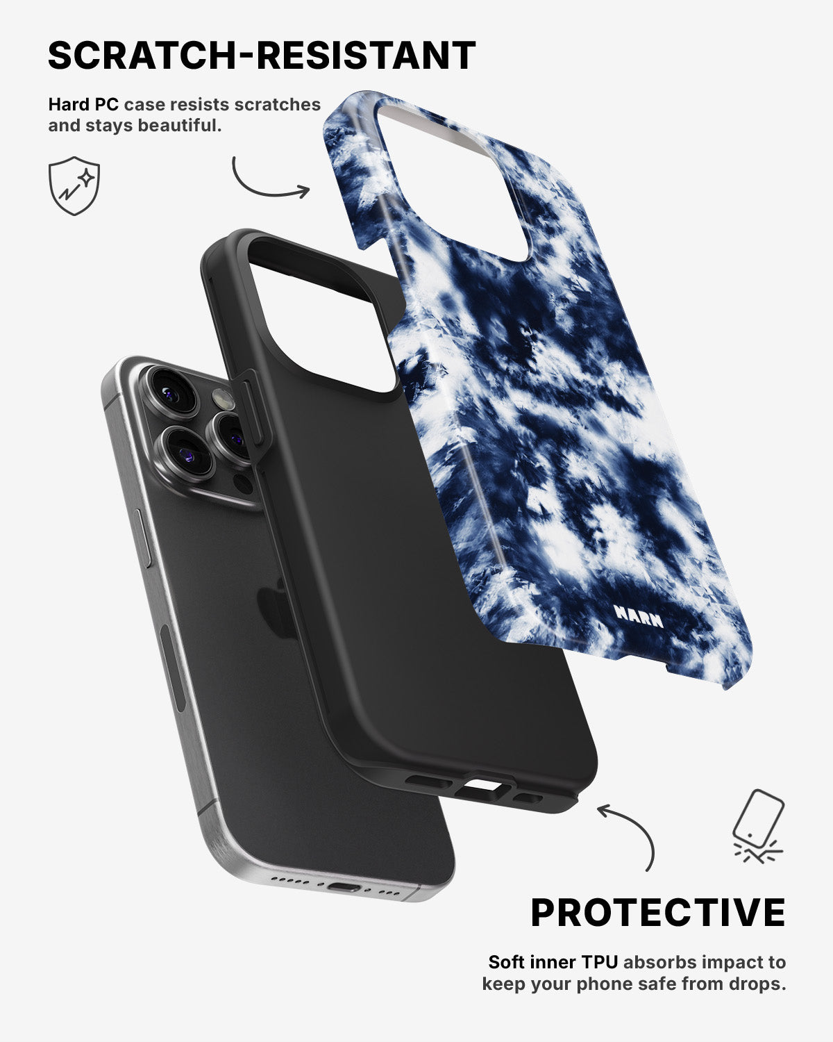 iPhone 14 Pro Tough Case – Tie Dye Blue - View 2