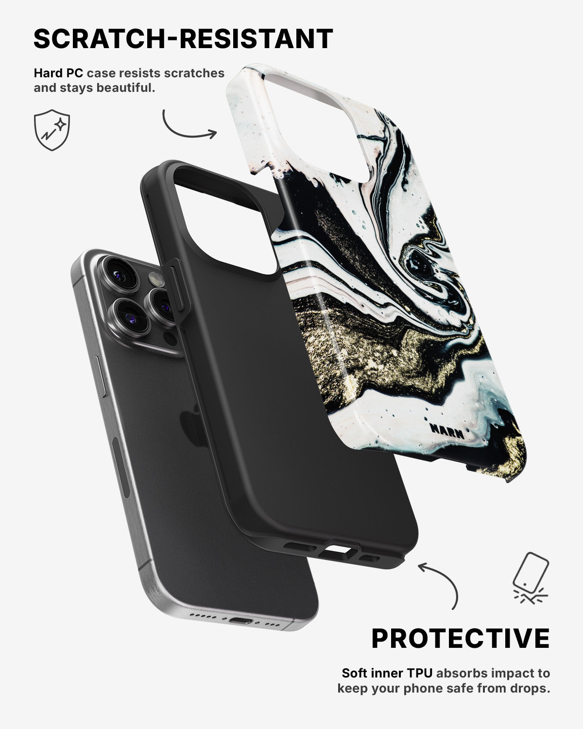 iPhone 14 Pro Tough Case – Golden Swirl - View 2
