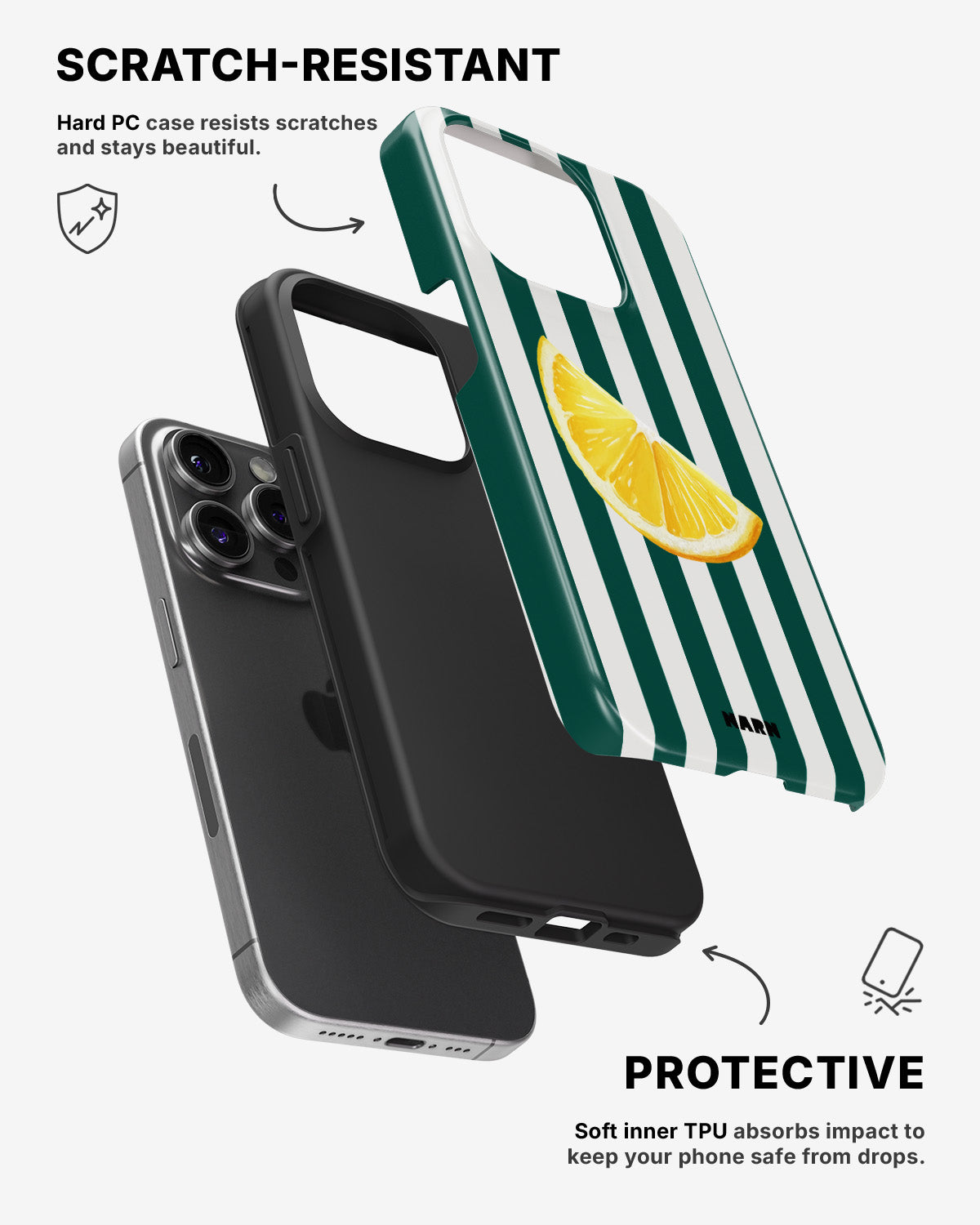 iPhone 14 Pro Tough Case – Lemon Stripes - View 2