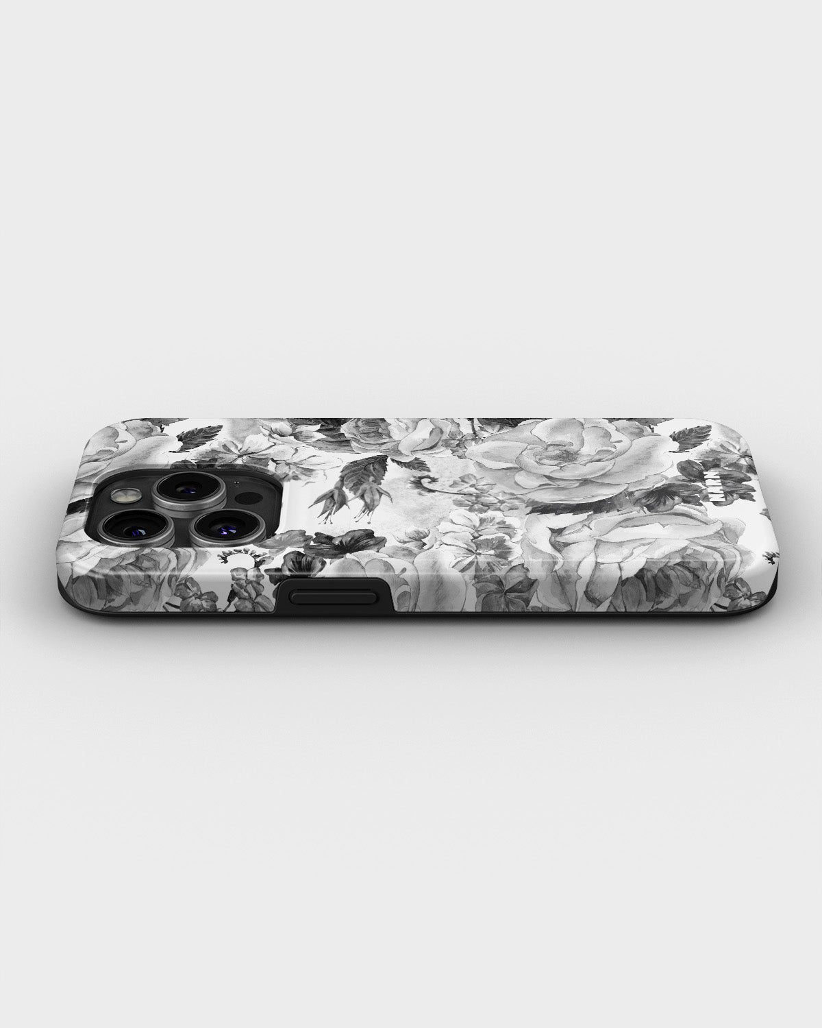 iPhone 14 Pro Tough Case – Black & White Bloom - View 3