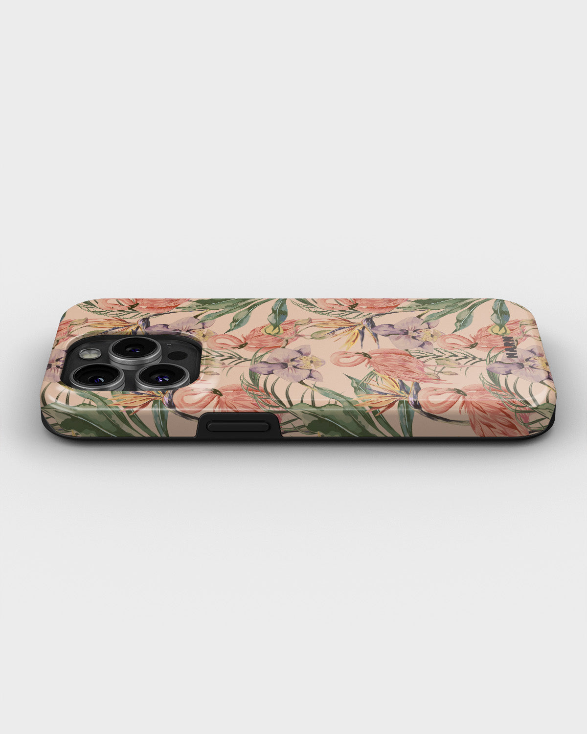 iPhone 14 Pro Tough Case – Flamingos & Flowers - View 3
