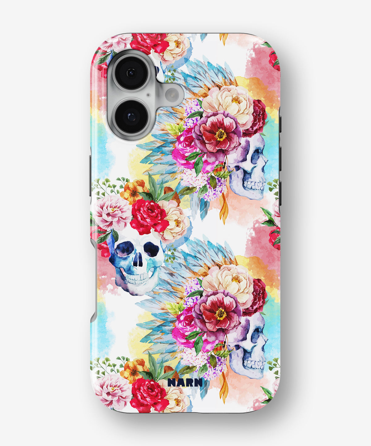 iPhone 16 Tough Case – Flowered Skulls - View 1