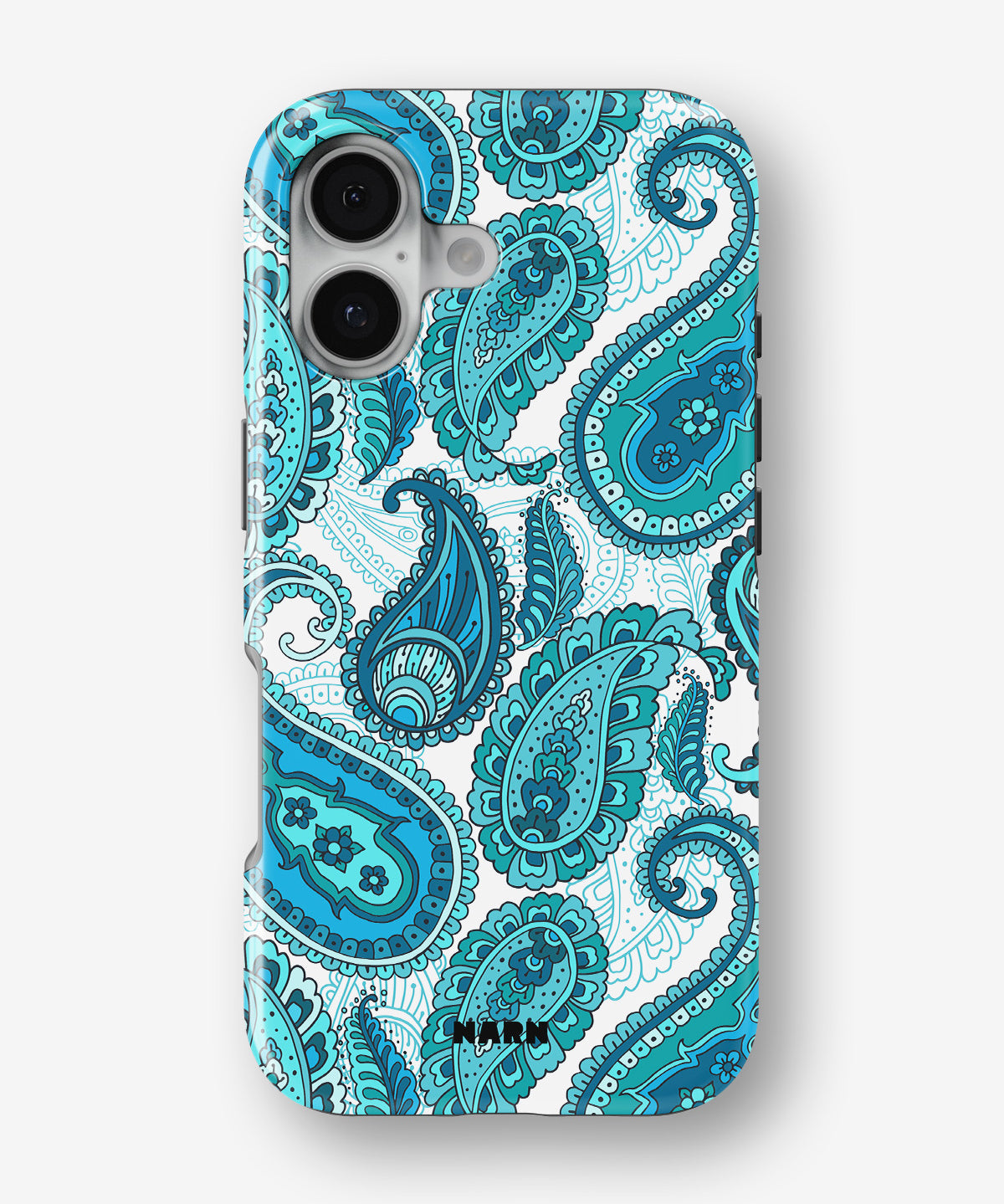 iPhone 16 Tough Case – Turquoise Paisley - View 1