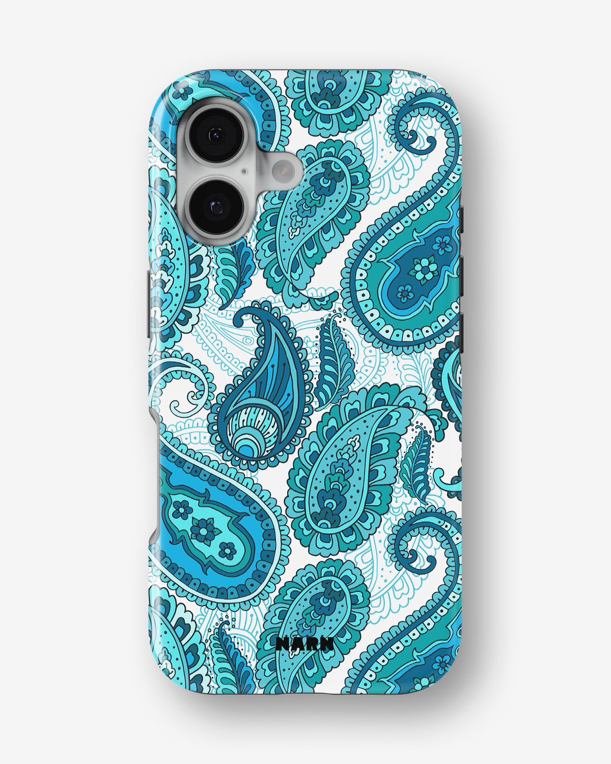 iPhone 16 Tough Case – Turquoise Paisley - View 1