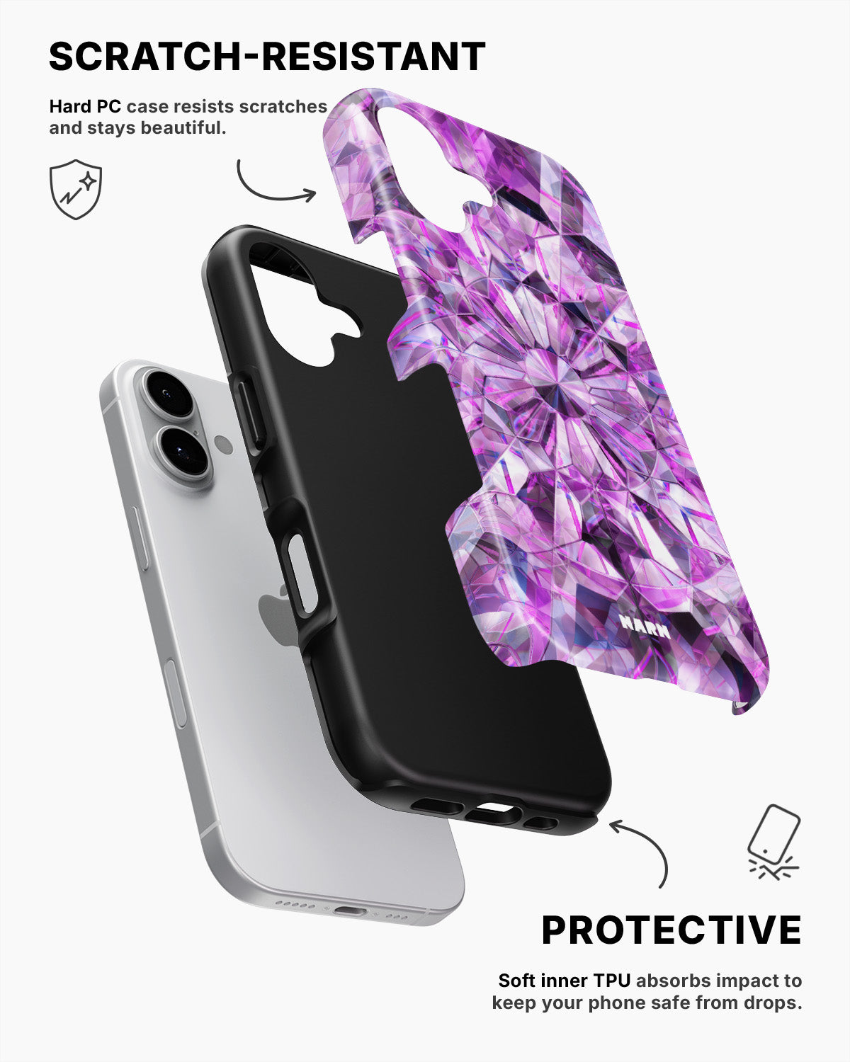 iPhone 16 Tough Case – Lavender Crystals - View 2