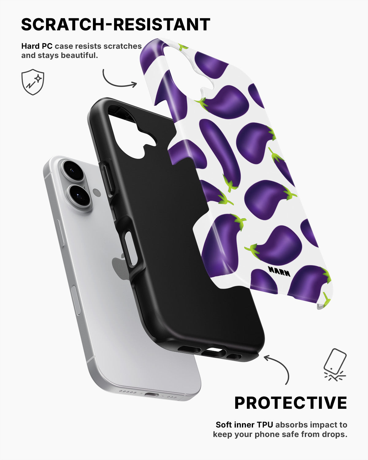 iPhone 16 Tough Case – Eggplant Pattern - View 2