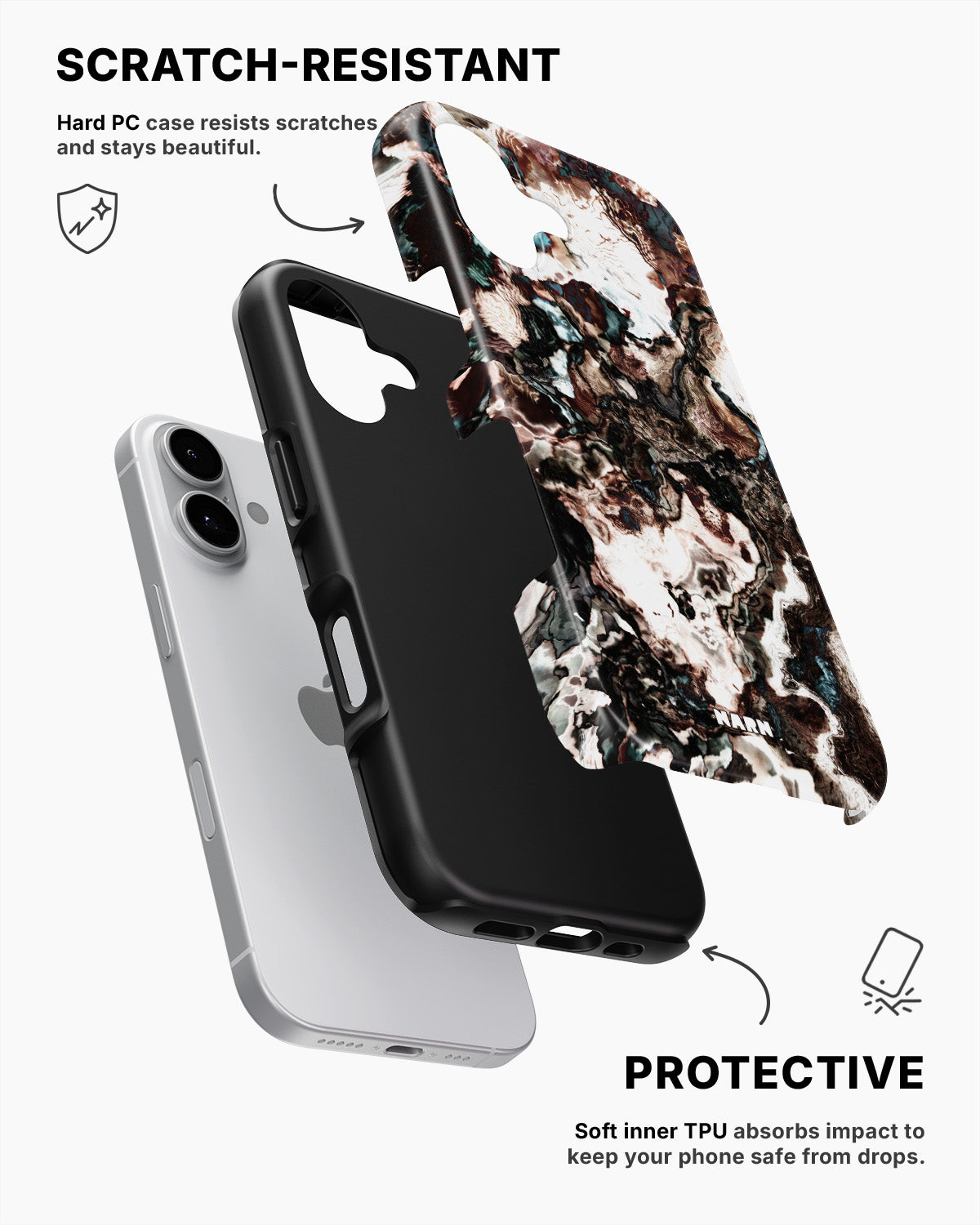 iPhone 16 Tough Case – Marble Brown - View 2