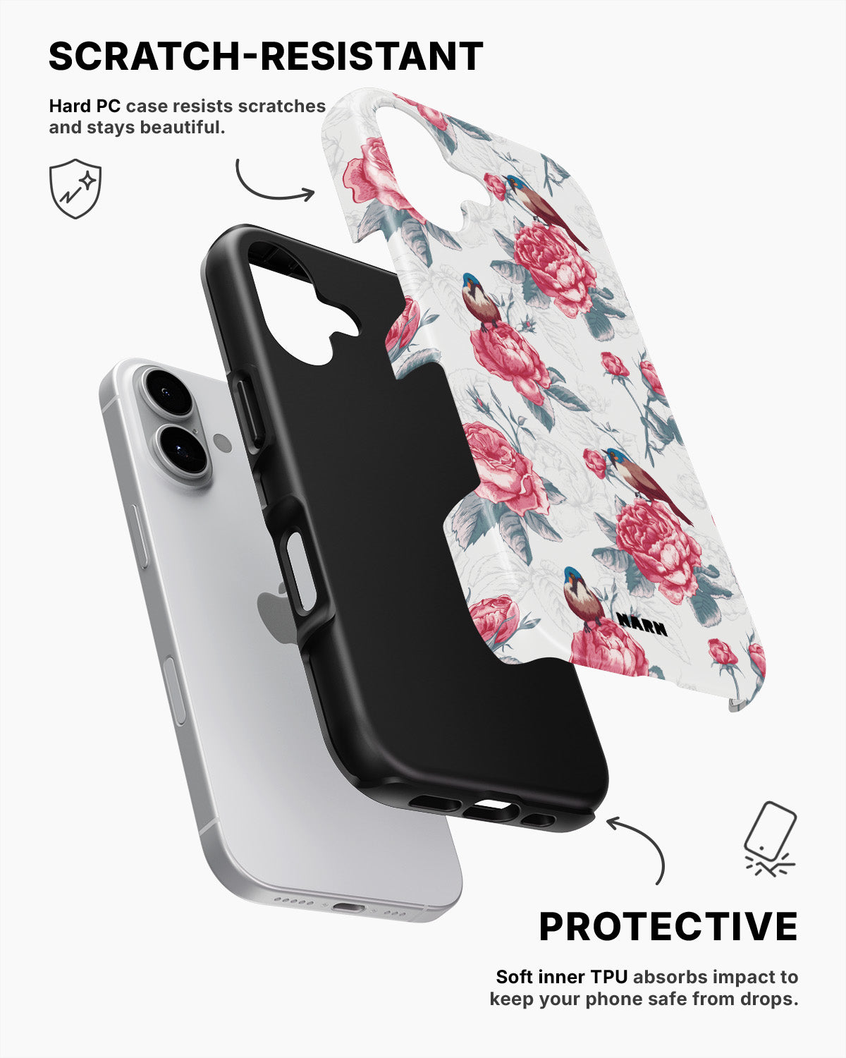 iPhone 16 Tough Case – Birds Among Roses - View 2