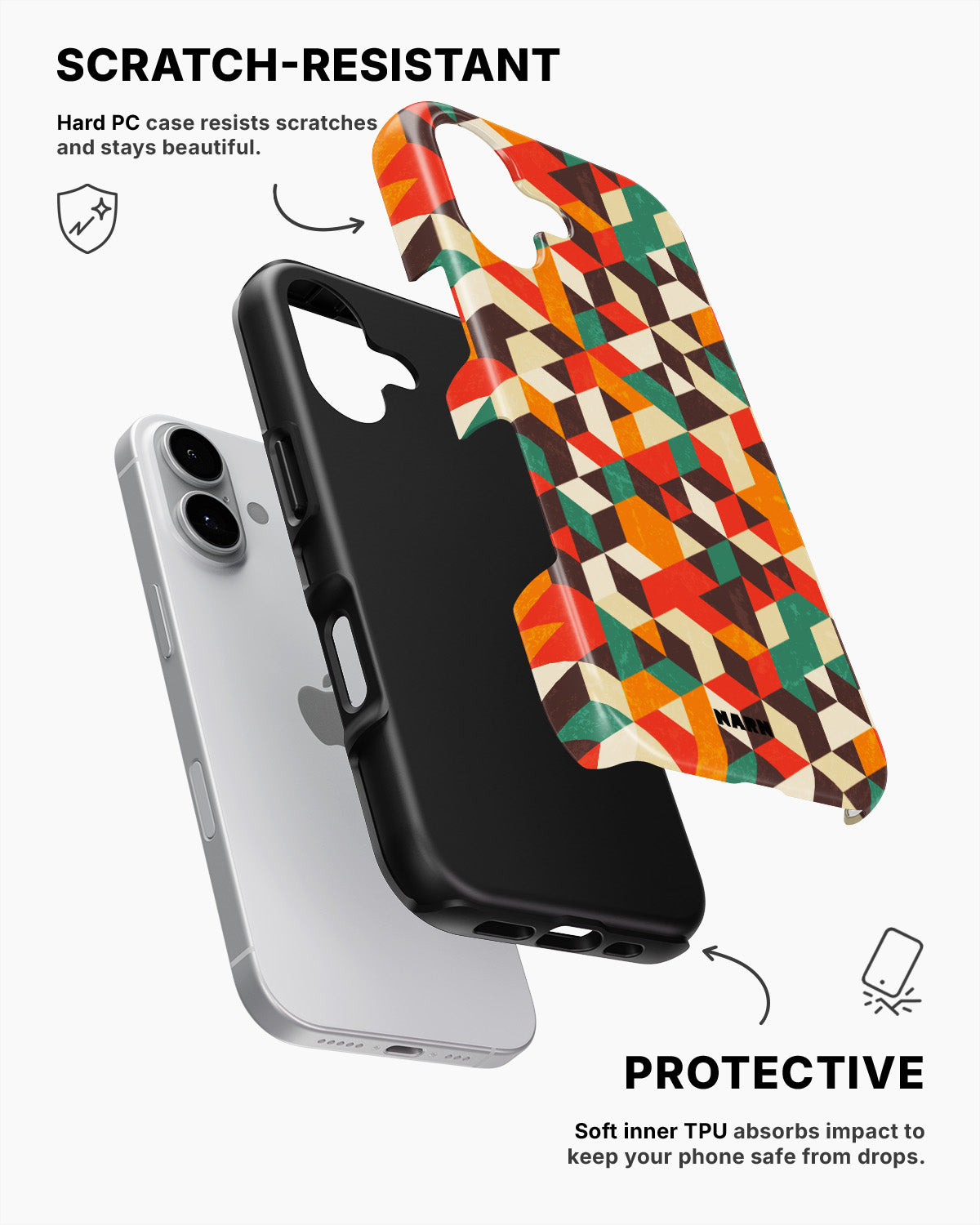 iPhone 16 Tough Case – Retro Geometric - View 2
