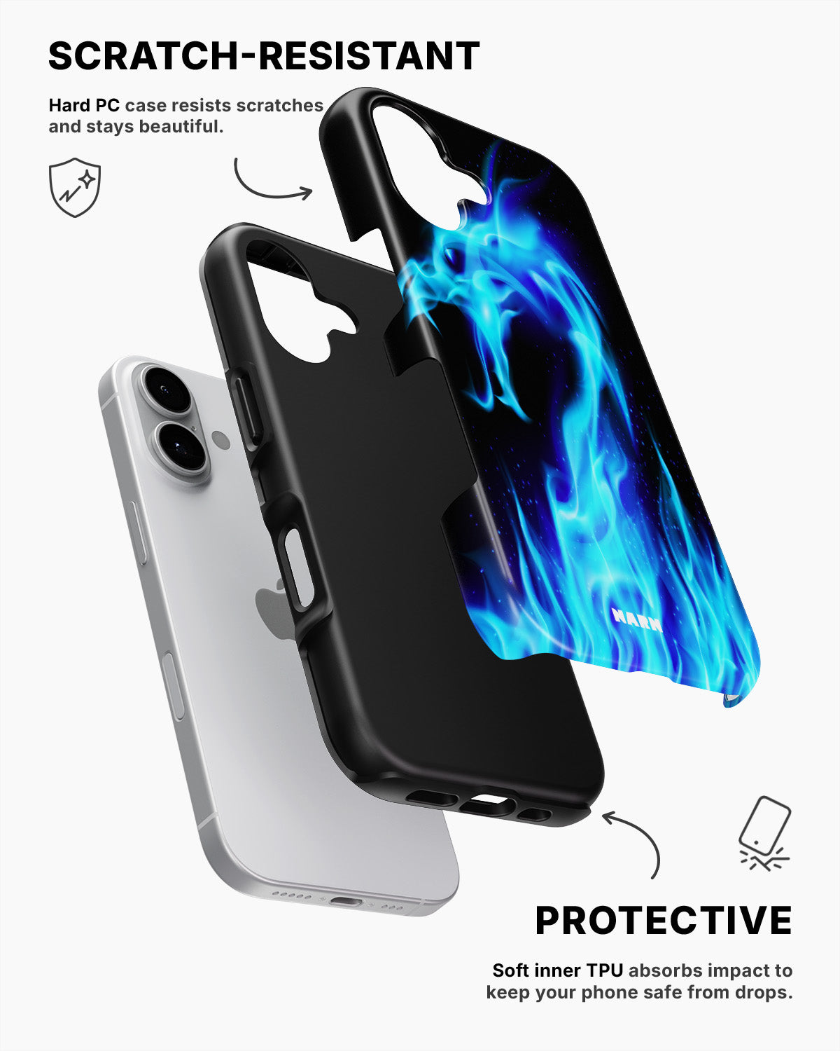 iPhone 16 Tough Case – Blue Flames Dragon - View 2
