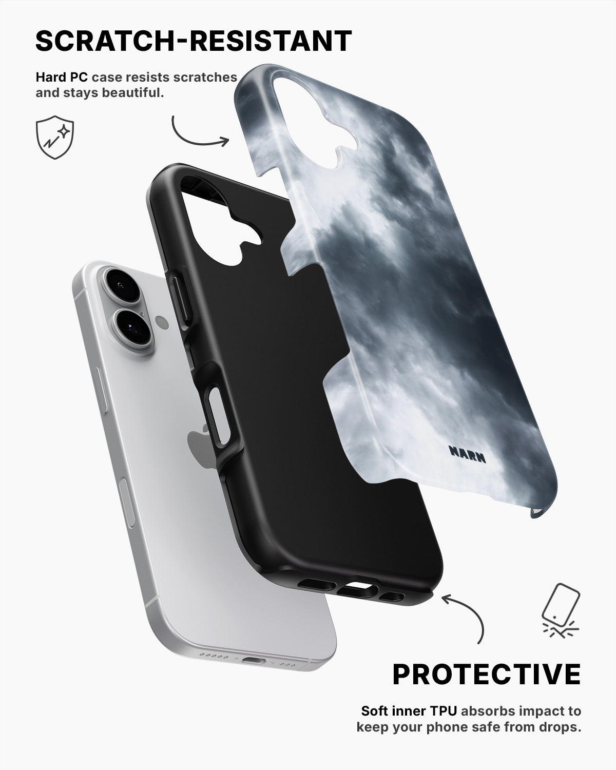 iPhone 16 Tough Case – Cloudy - View 2