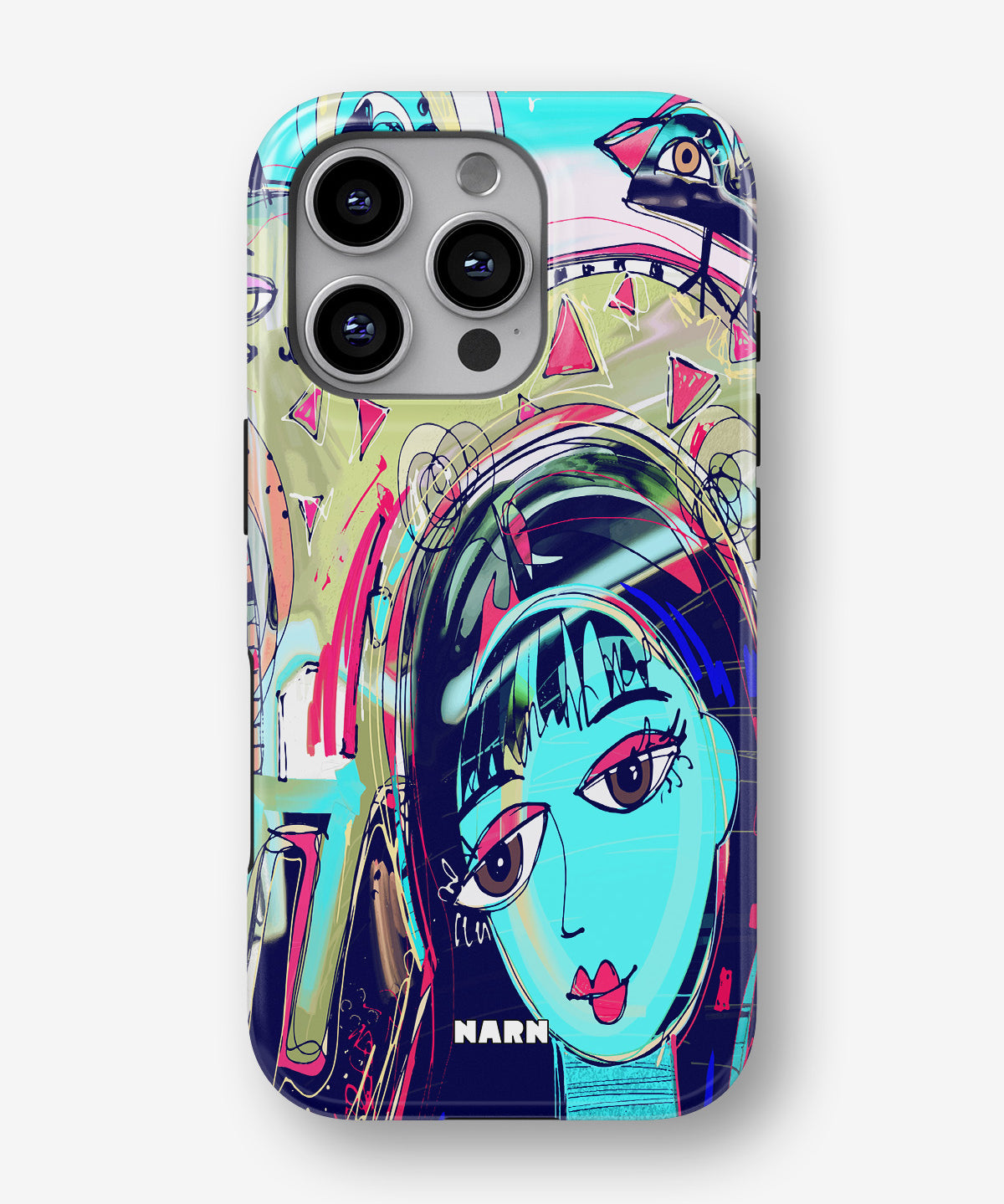 iPhone 16 Pro Tough Case – Abstract Cat - View 1