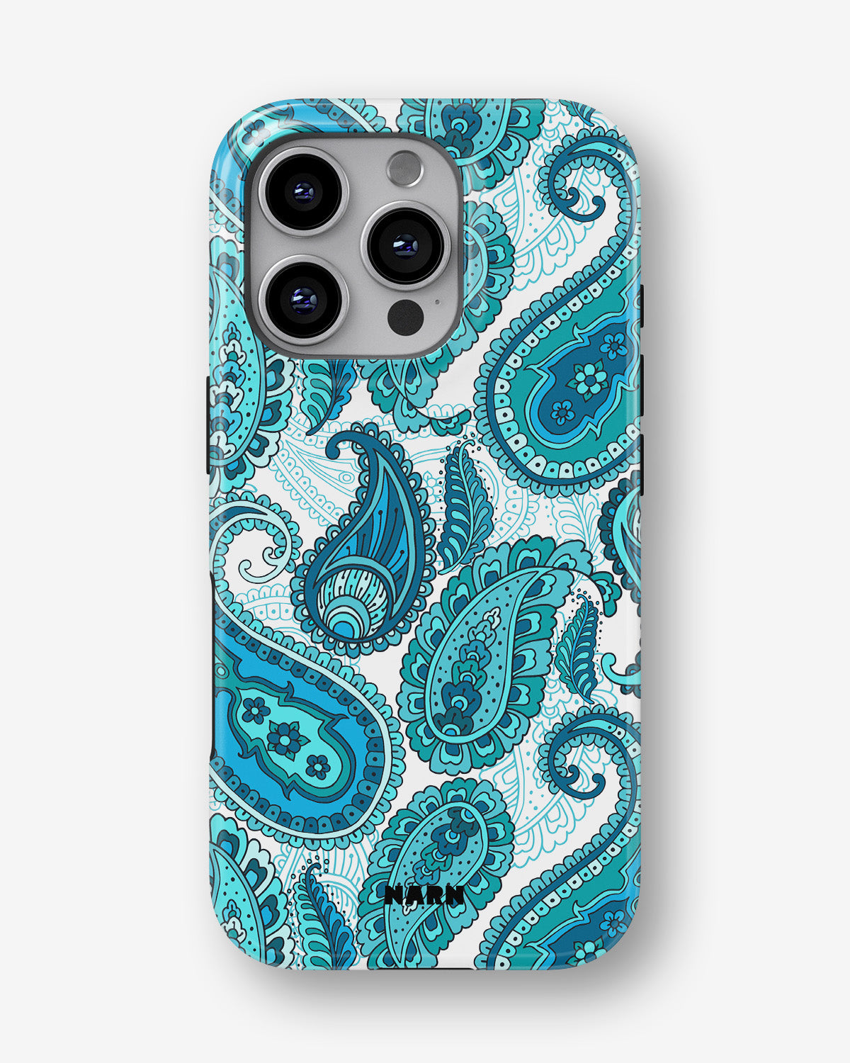 iPhone 16 Pro Tough Case – Turquoise Paisley - View 1