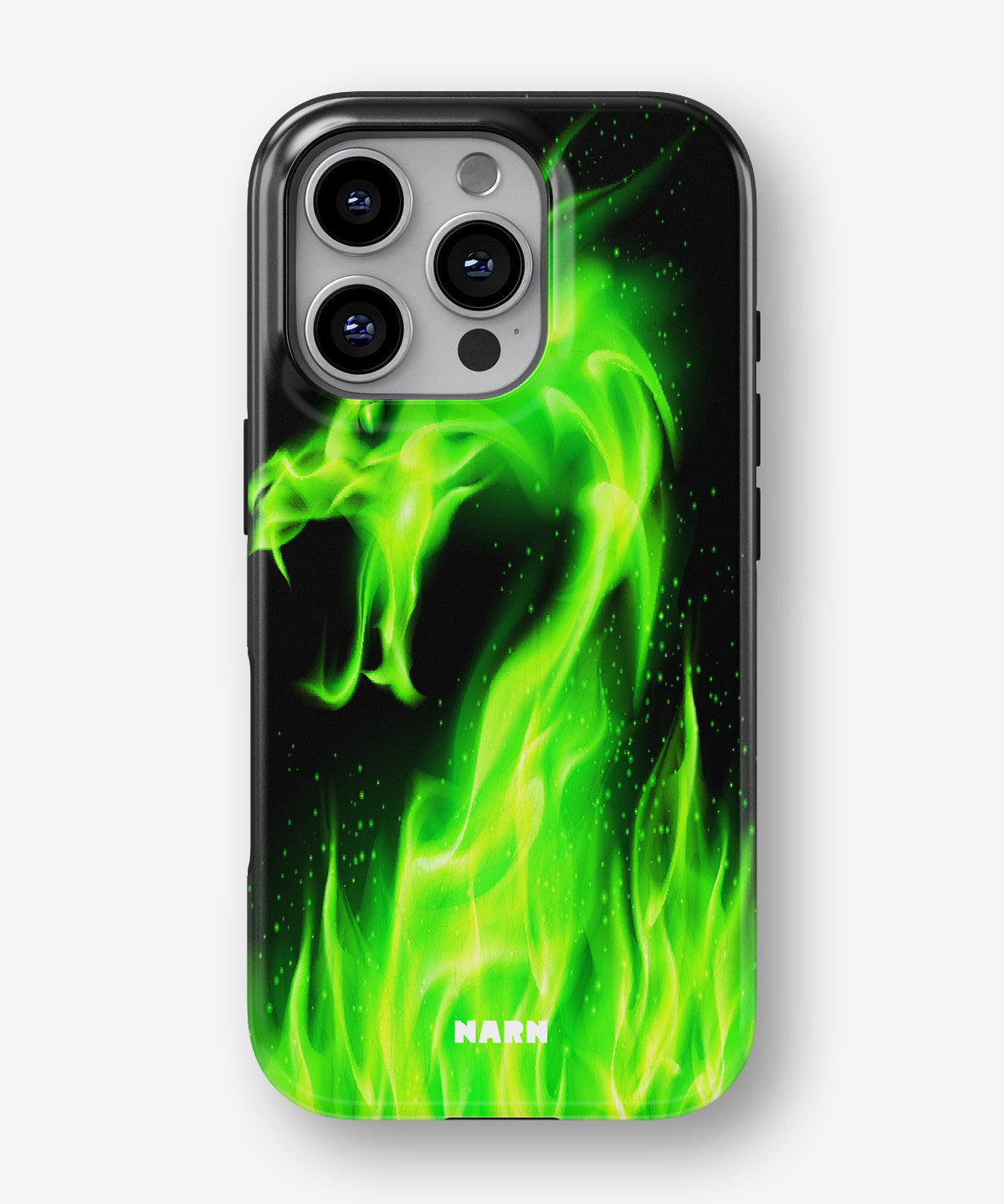 iPhone 16 Pro Tough Case – Green Flames Dragon - View 1