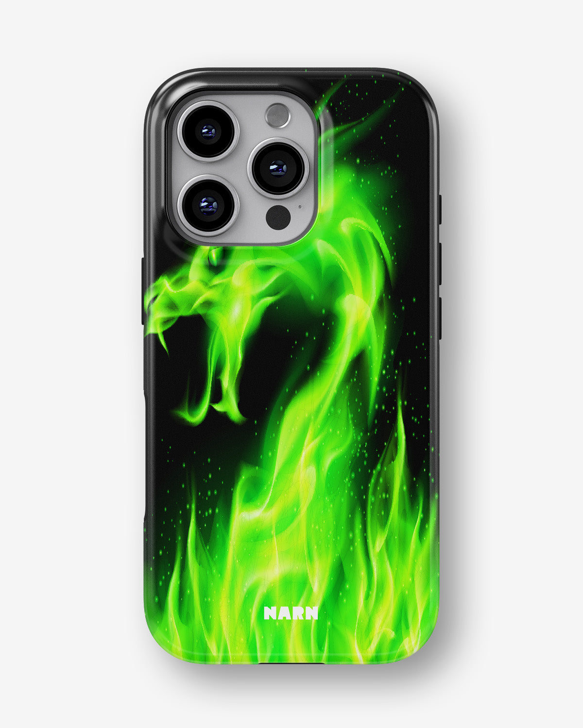 iPhone 16 Pro Tough Case – Green Flames Dragon - View 1