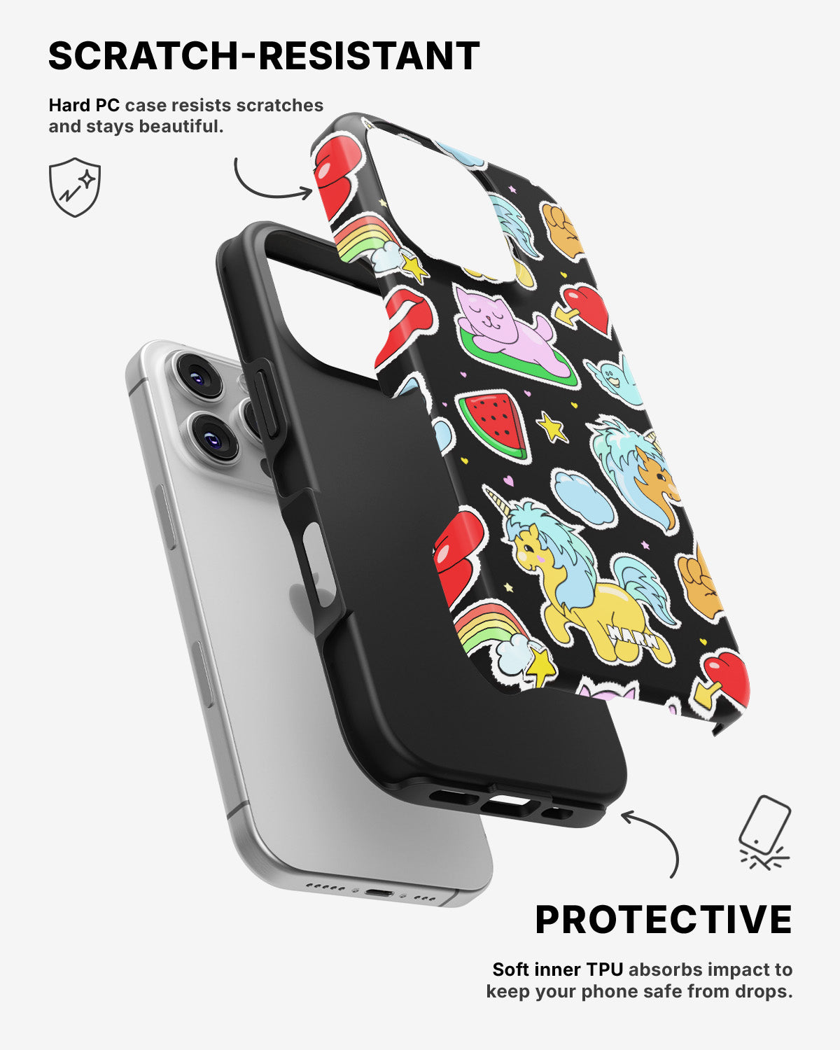 iPhone 16 Pro Tough Case – Cute Stickers - View 2