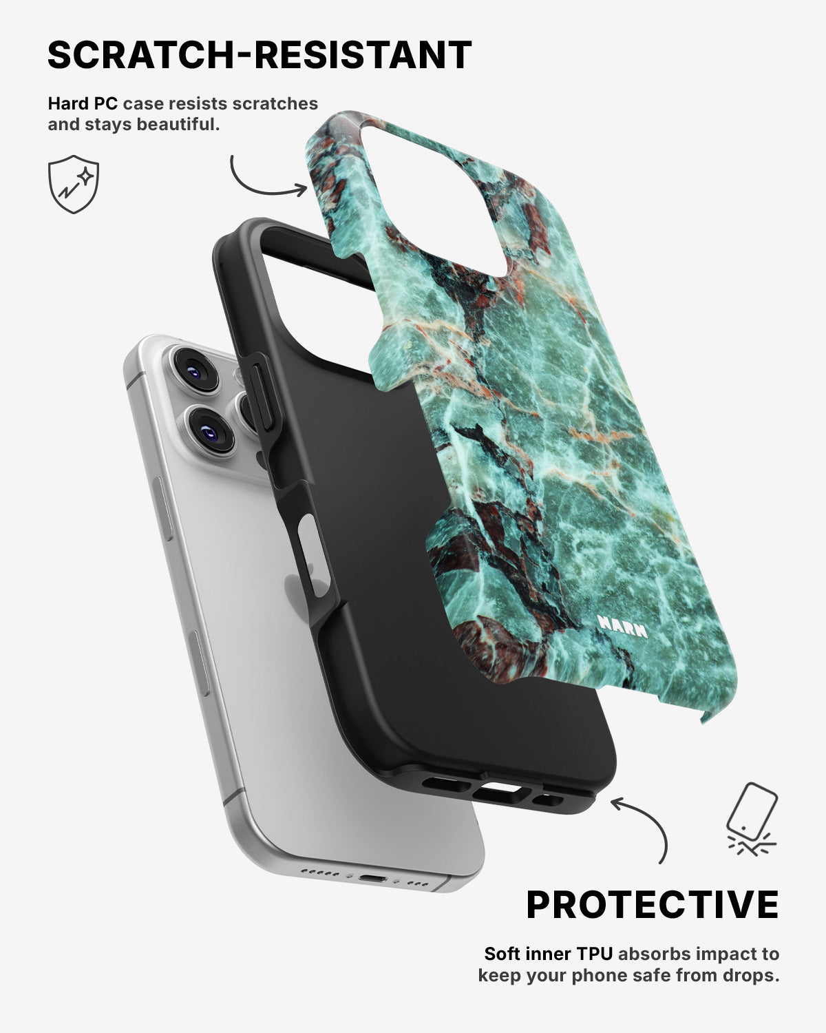 iPhone 16 Pro Tough Case – Green Marble - View 2