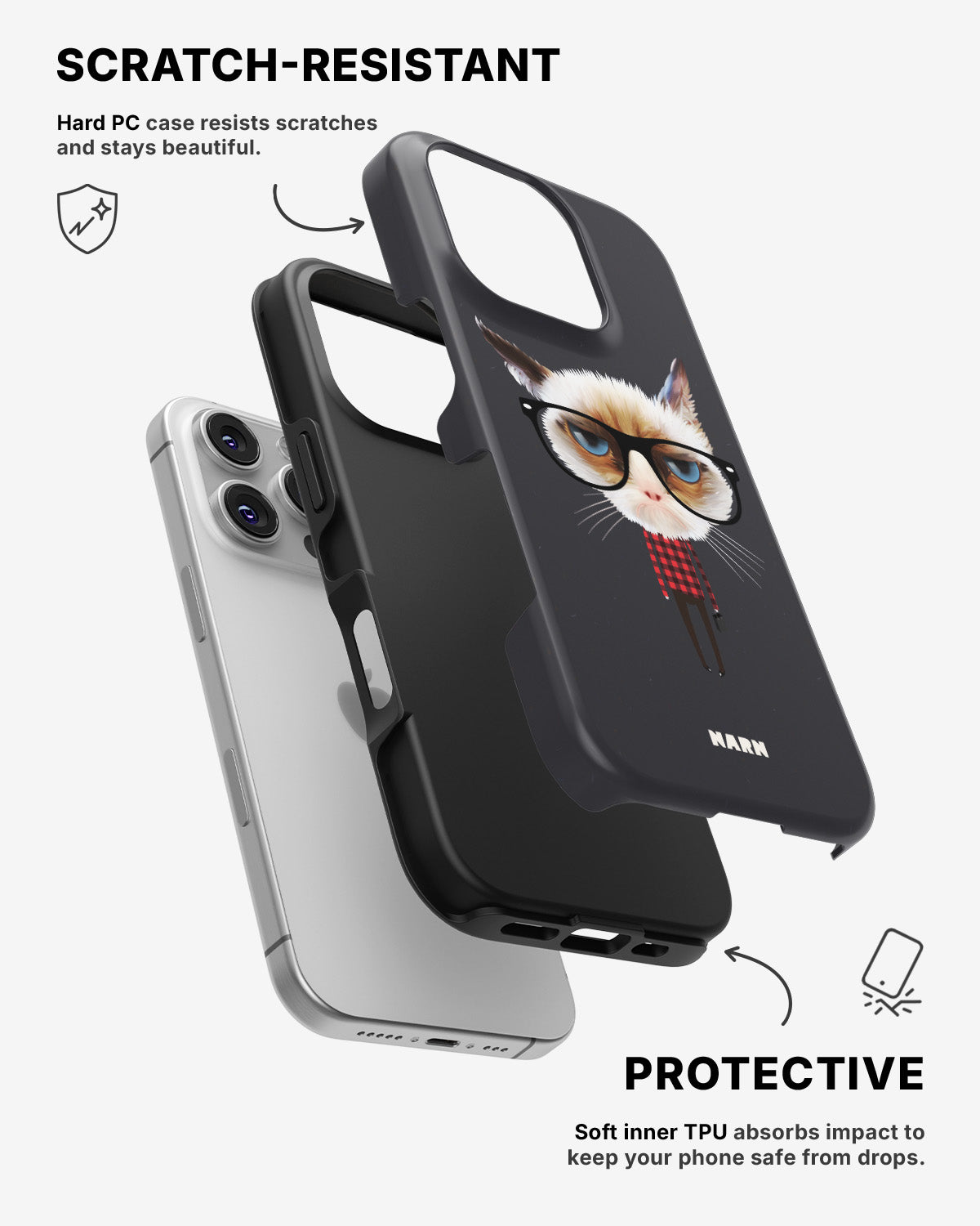 iPhone 16 Pro Tough Case – Hipster Cat - View 2