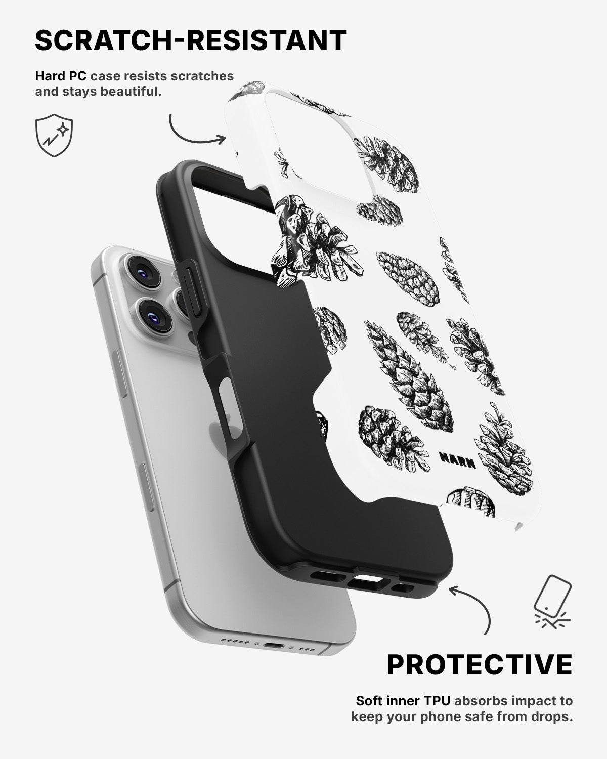 iPhone 16 Pro Tough Case – Pine Cones - View 2
