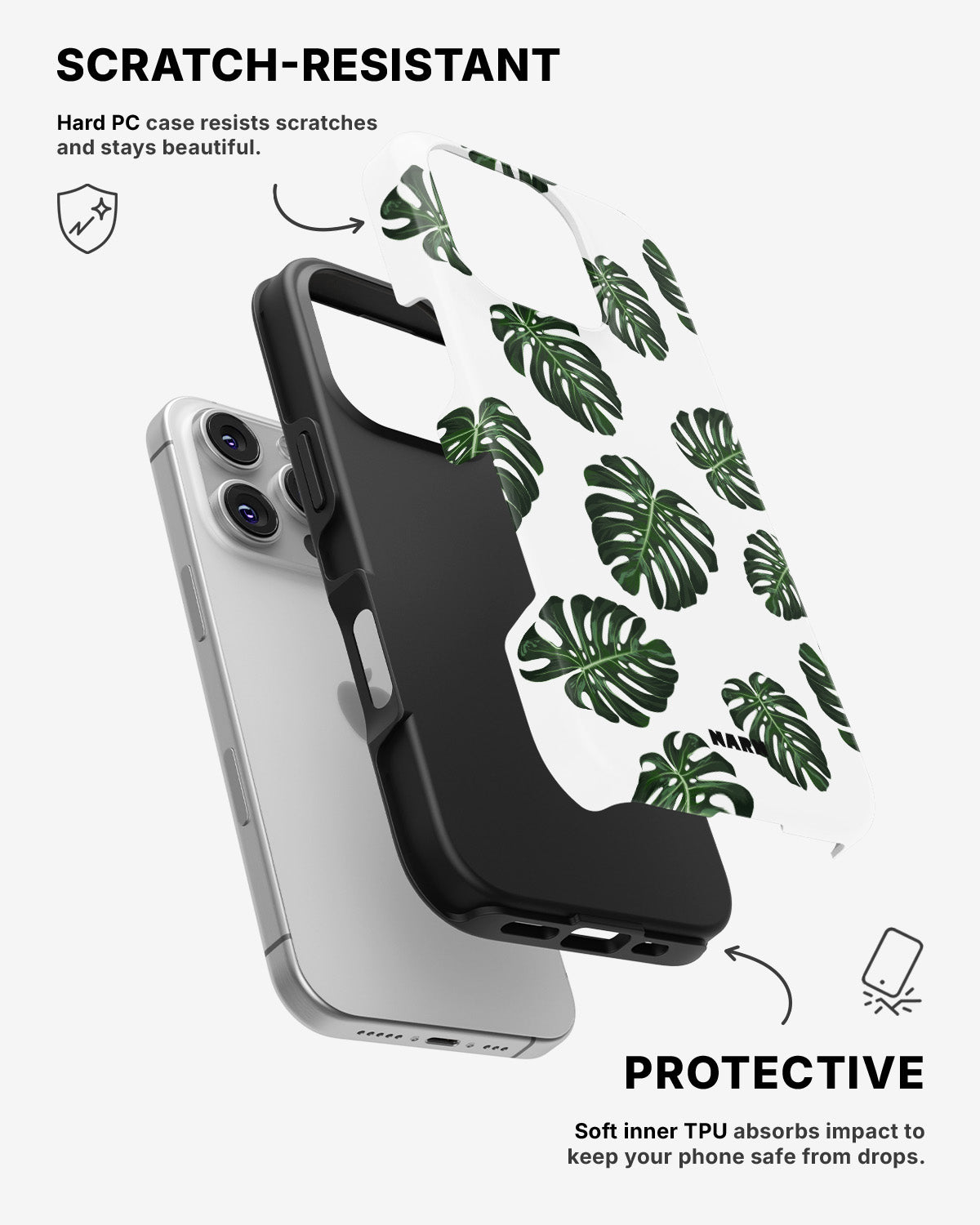 iPhone 16 Pro Tough Case – Monstera Pattern - View 2