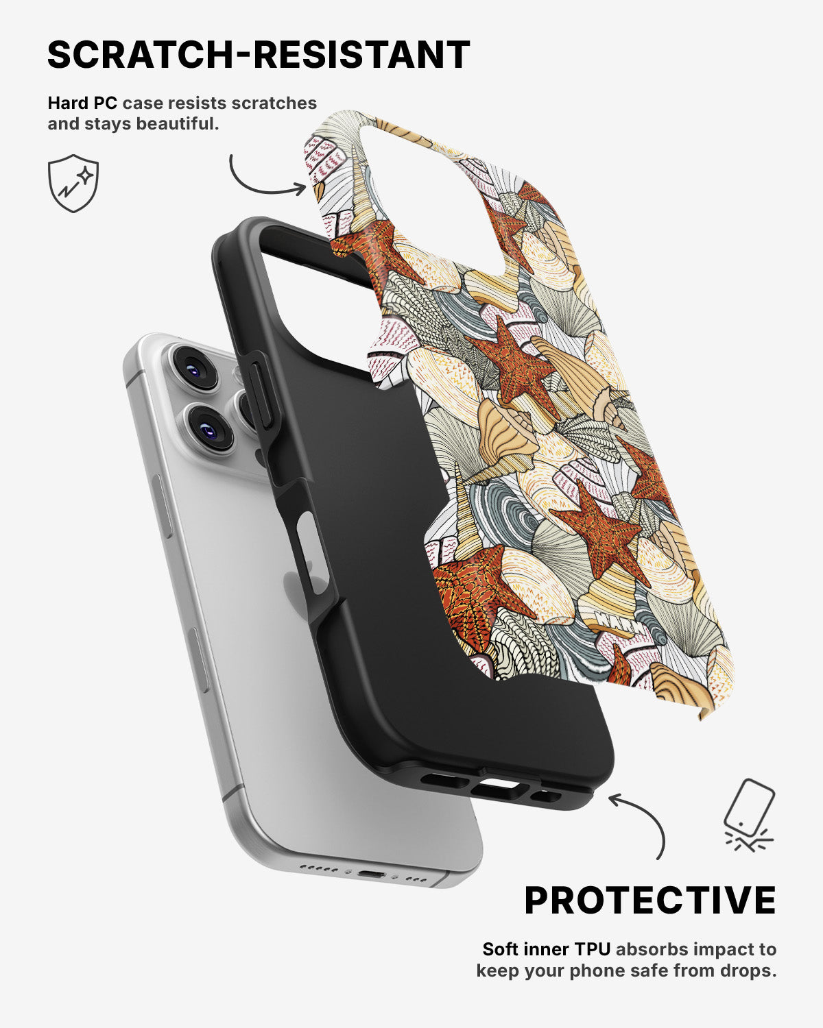 iPhone 16 Pro Tough Case – Sea Shells - View 2