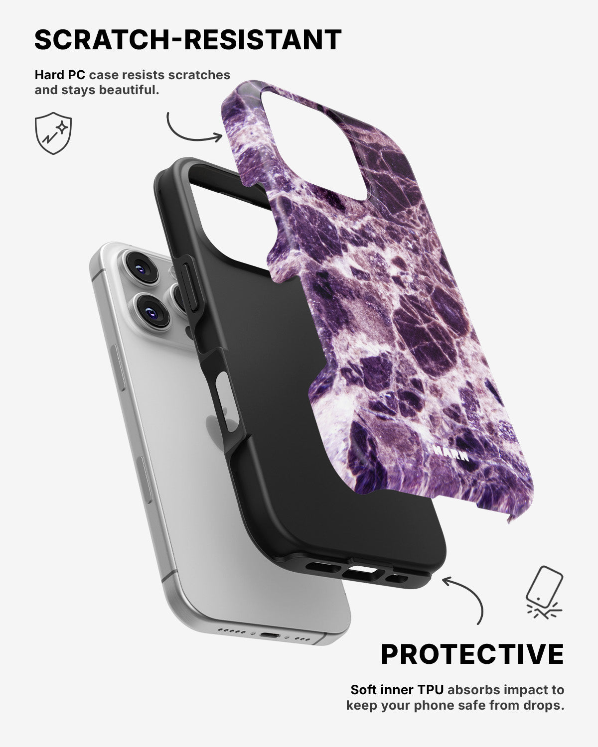 iPhone 16 Pro Tough Case – Purple Marble - View 2