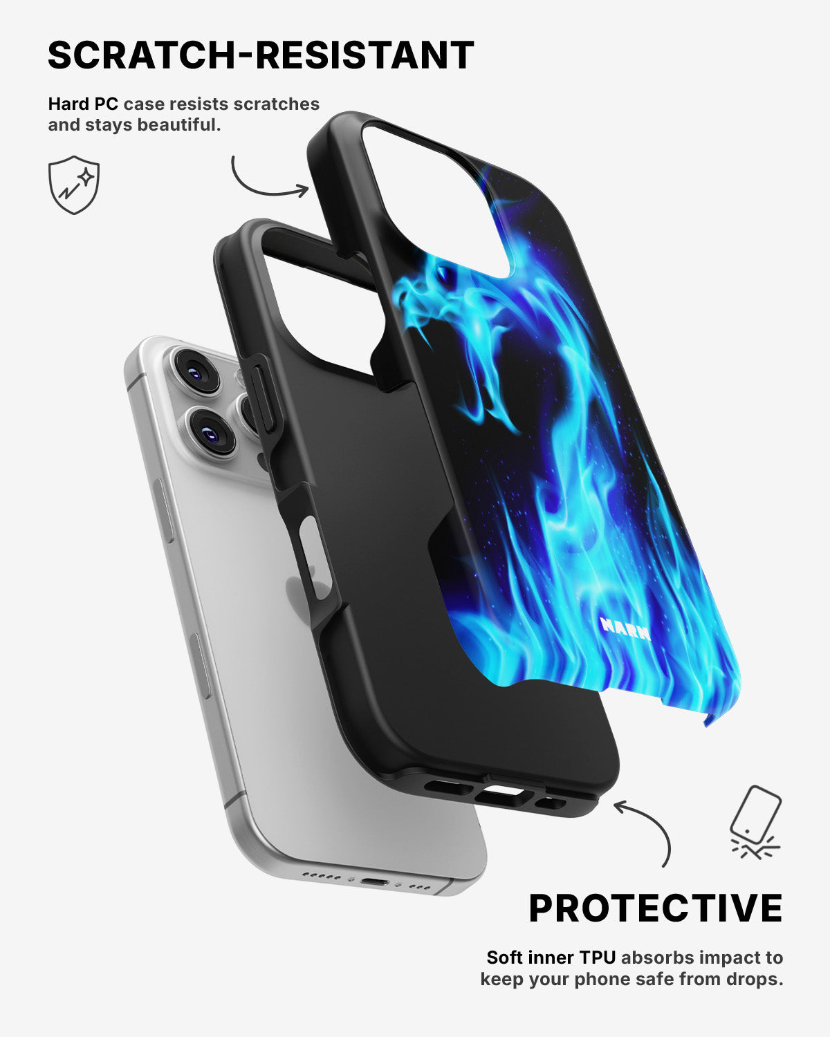 iPhone 16 Pro Tough Case – Blue Flames Dragon - View 2