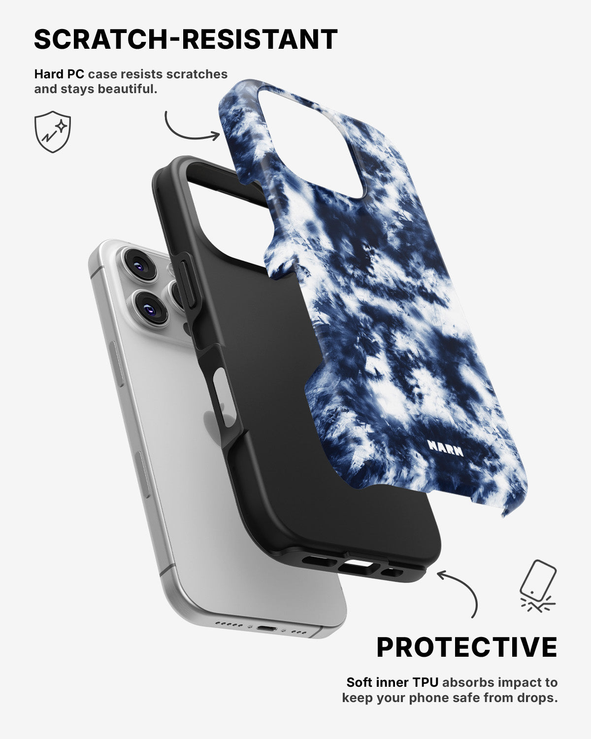 iPhone 16 Pro Tough Case – Tie Dye Blue - View 2