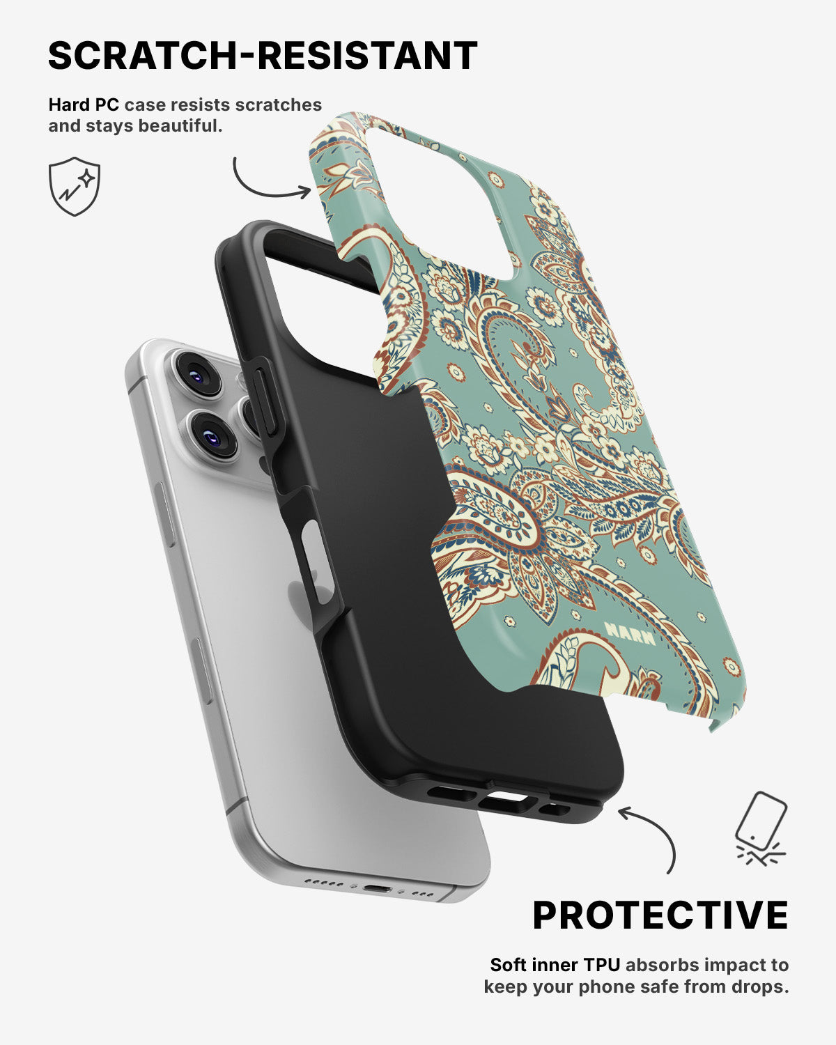 iPhone 16 Pro Tough Case – Paisley Green - View 2
