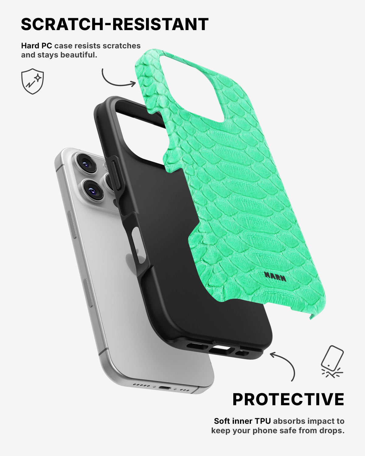 iPhone 16 Pro Tough Case – Turquoise Snake - View 2