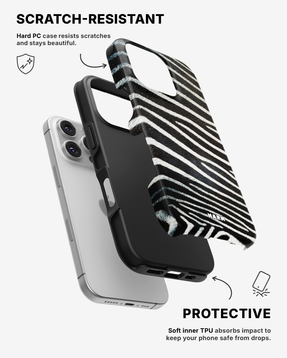 iPhone 16 Pro Tough Case – Zebra Stripe - View 2