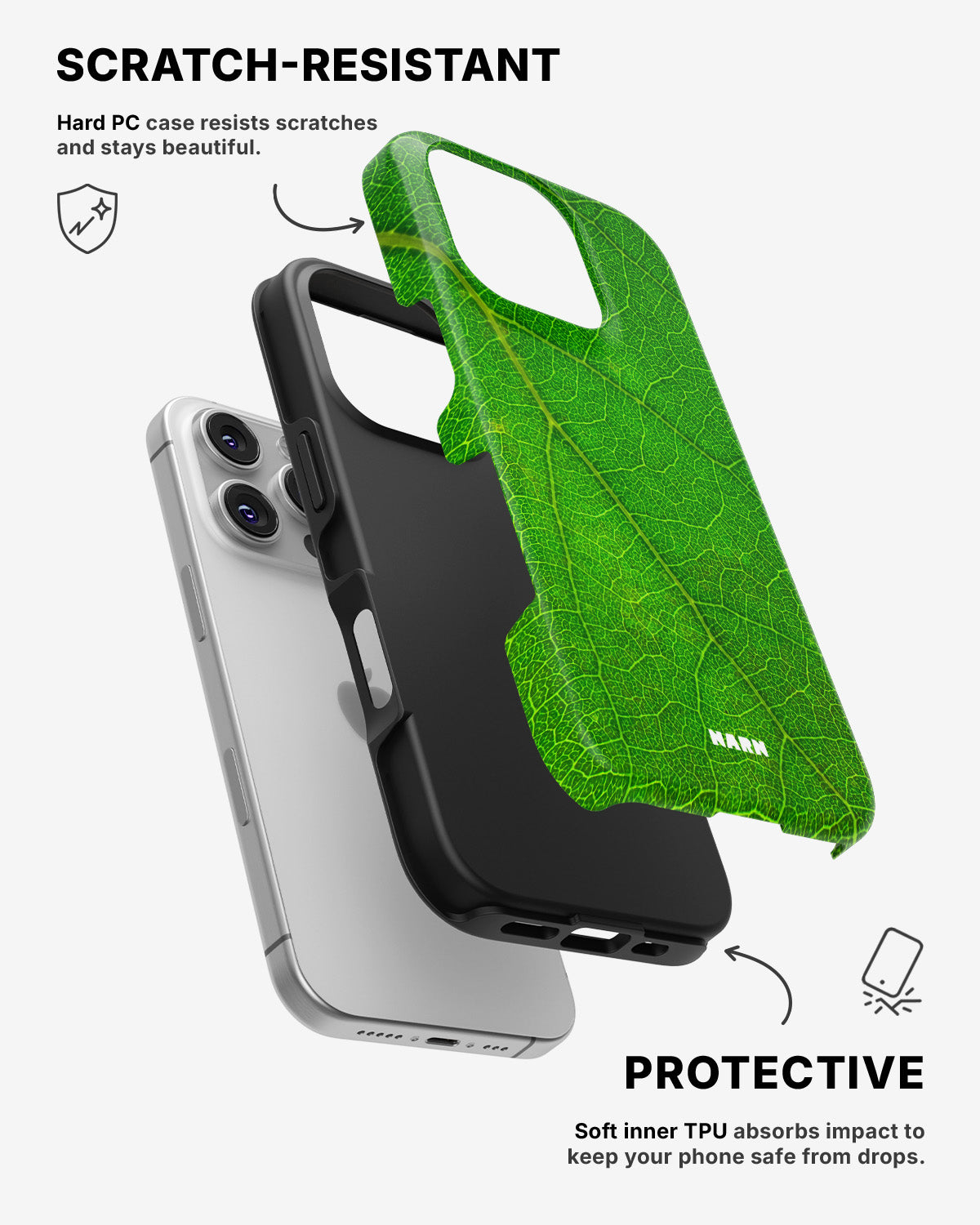 iPhone 16 Pro Tough Case – Green Leafy - View 2