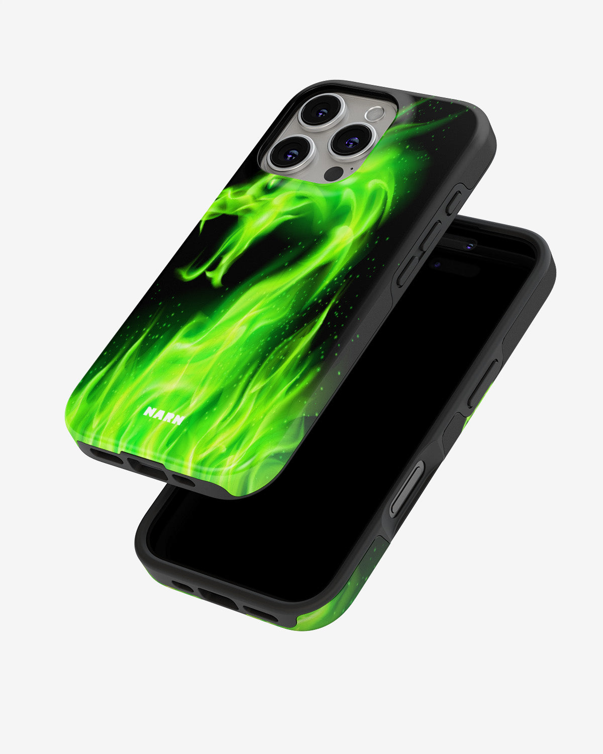 iPhone 16 Pro Tough Case – Green Flames Dragon - View 4