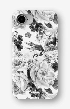iPhone 16e Tough Case – Black & White Bloom - View 1