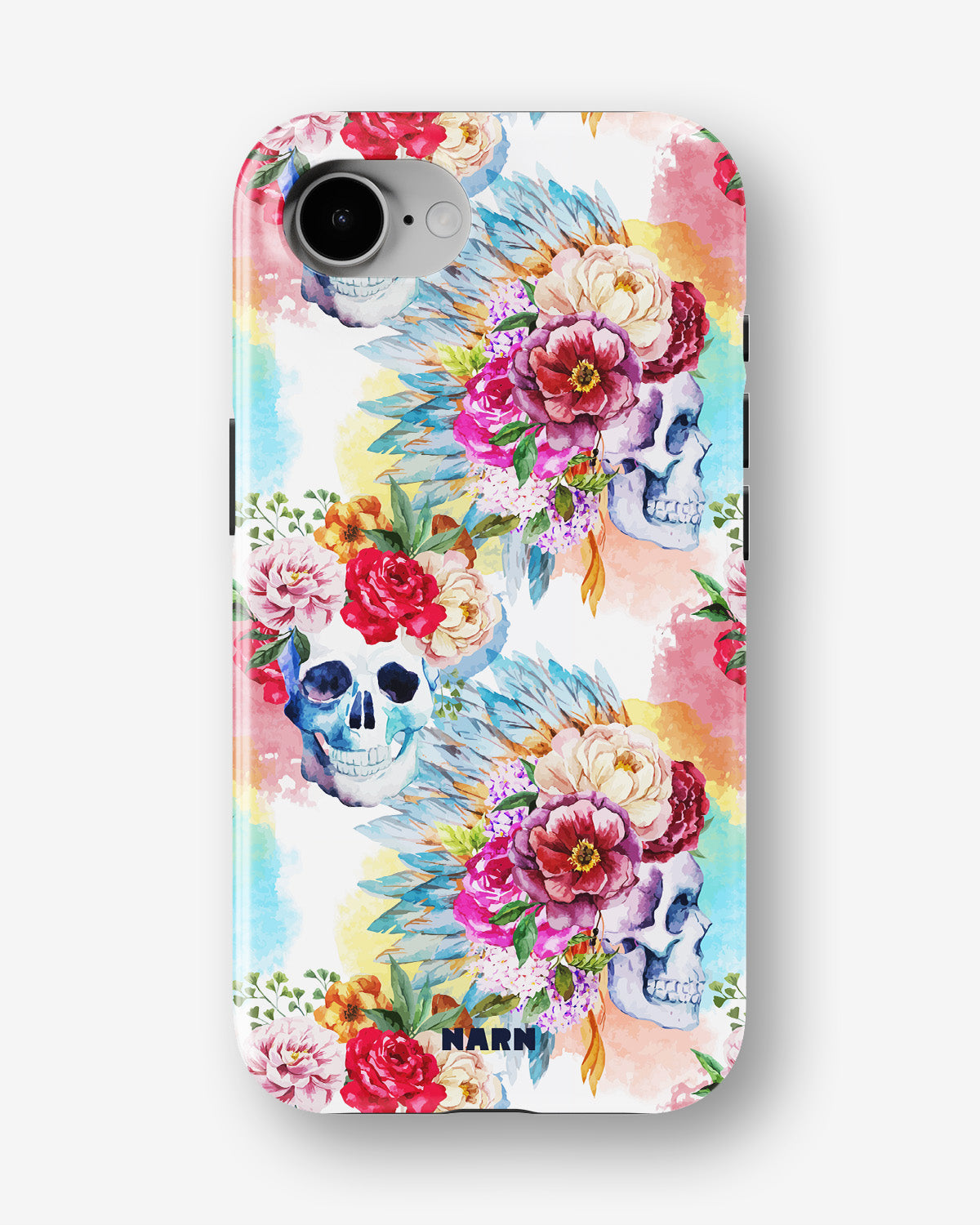 iPhone 16e Tough Case – Flowered Skulls - View 1