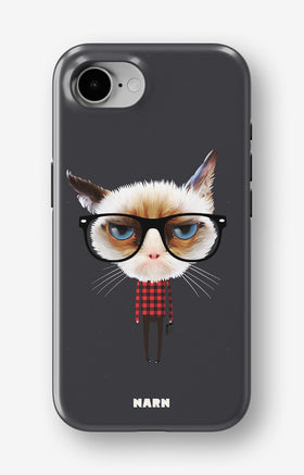 iPhone 16e Tough Case – Hipster Cat - View 1