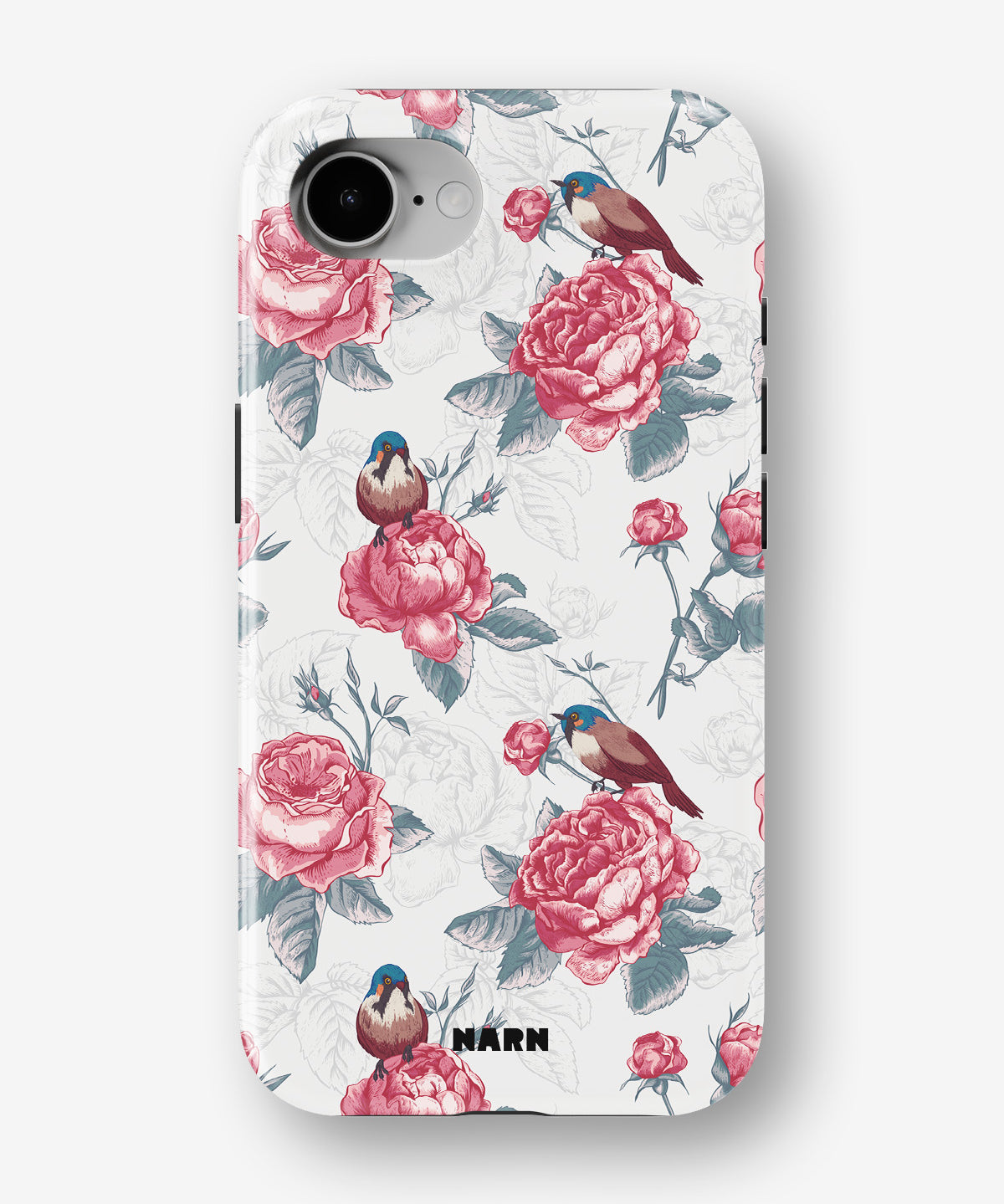 iPhone 16e Tough Case – Birds Among Roses - View 1