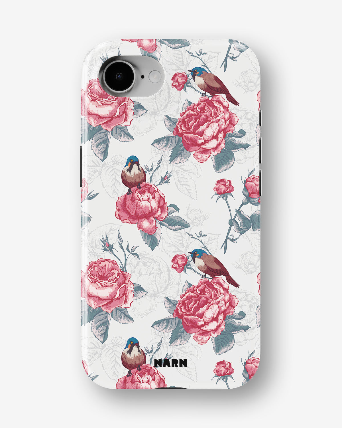 iPhone 16e Tough Case – Birds Among Roses - View 1
