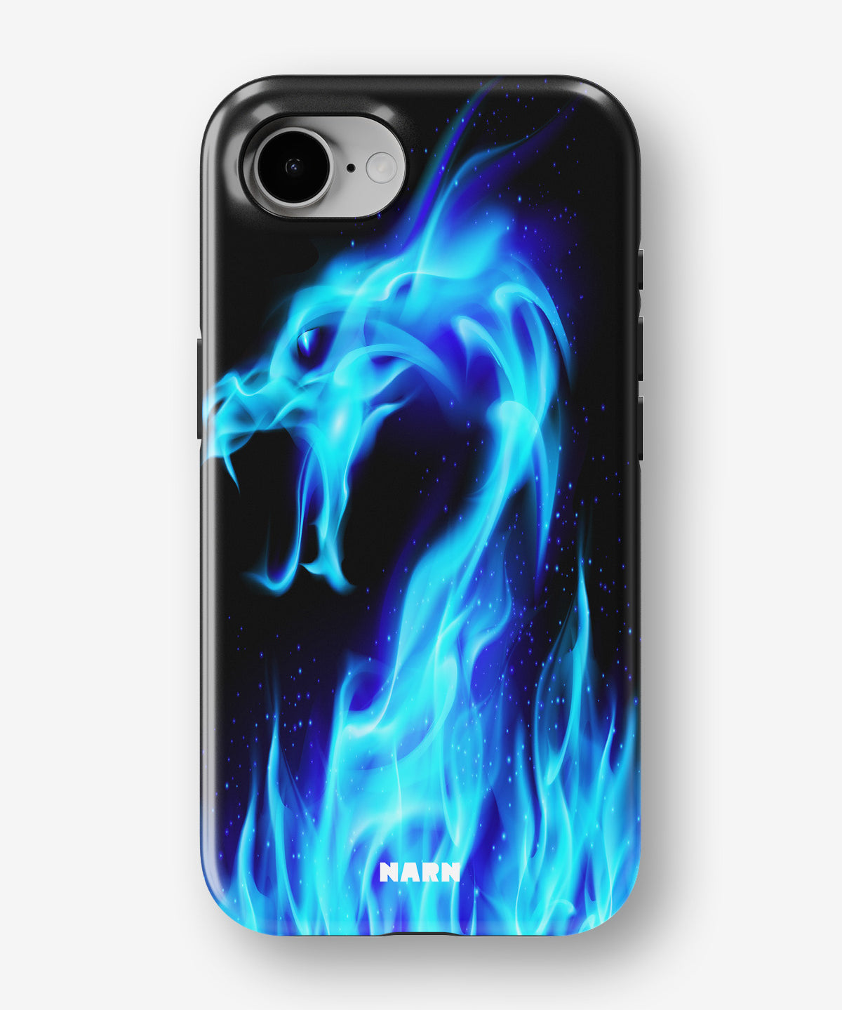 iPhone 16e Tough Case – Blue Flames Dragon - View 1