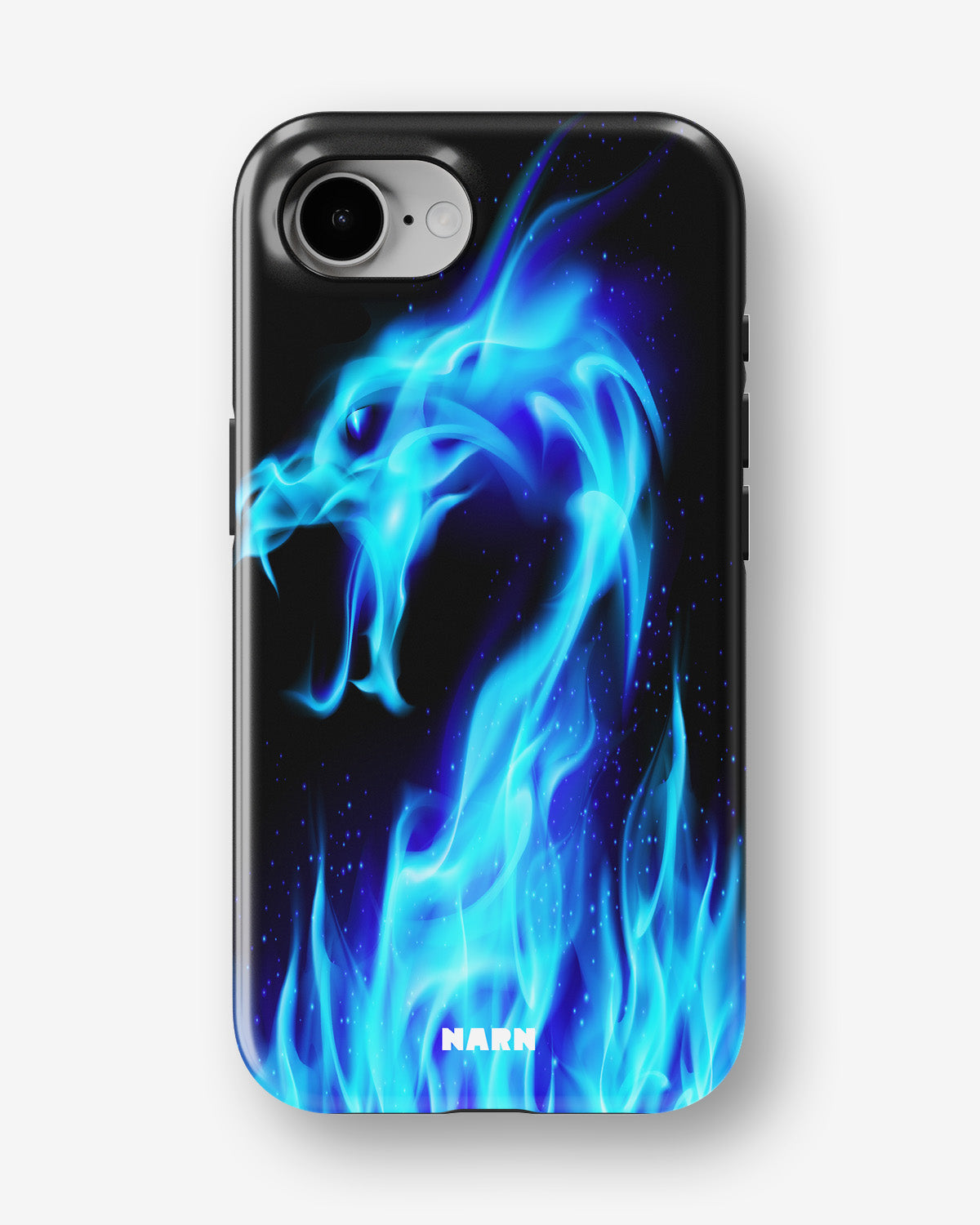 iPhone 16e Tough Case – Blue Flames Dragon - View 1
