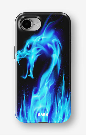 iPhone 16e Tough Case – Blue Flames Dragon - View 1