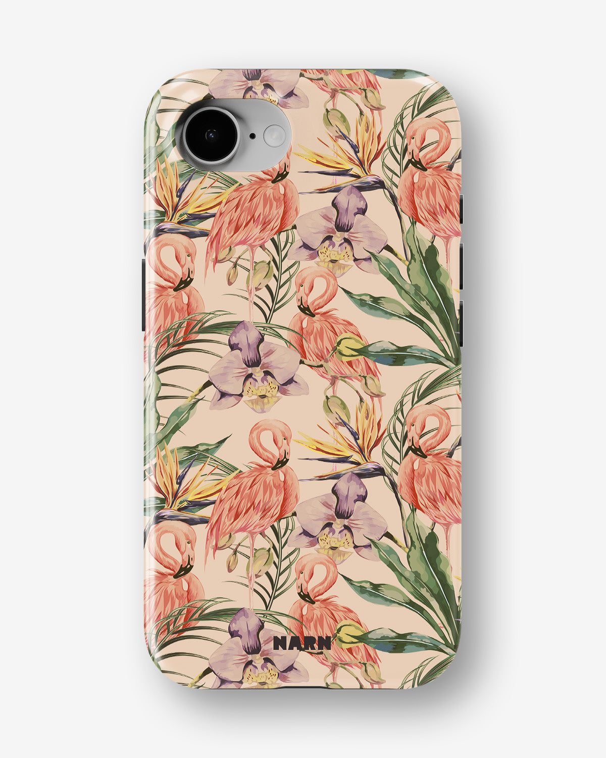 iPhone 16e Tough Case – Flamingos & Flowers - View 1