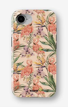 iPhone 16e Tough Case – Flamingos & Flowers - View 1