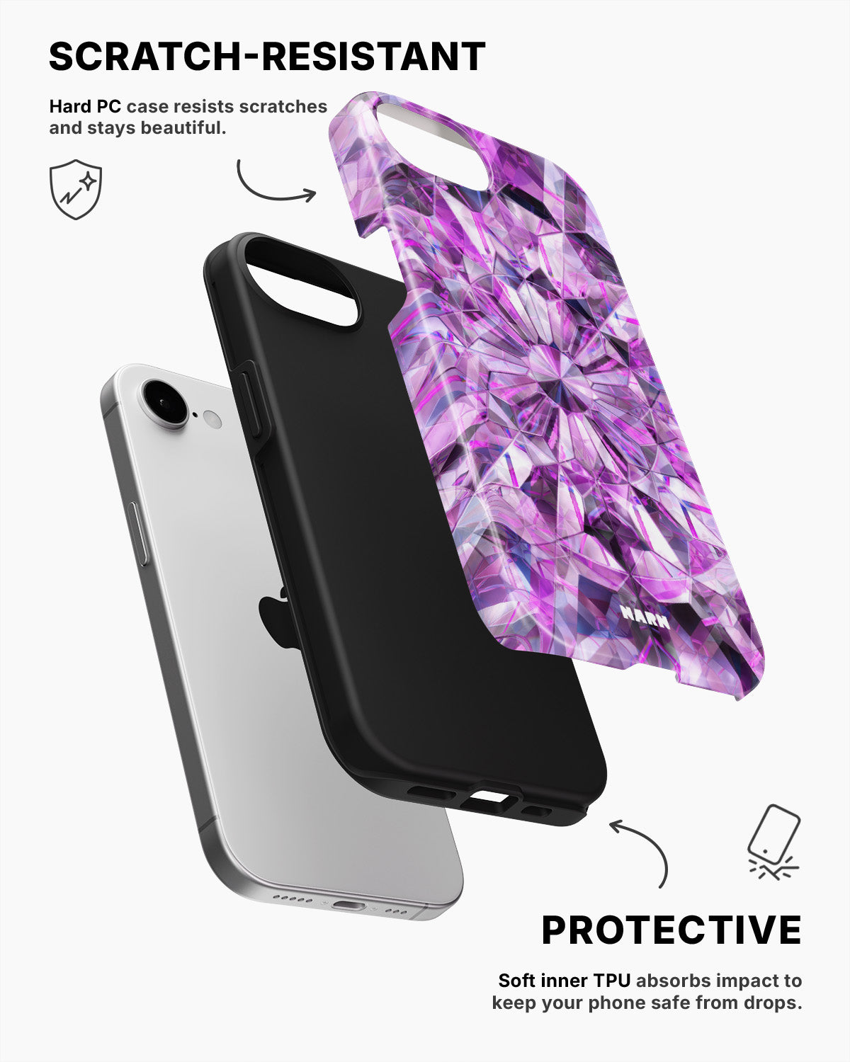 iPhone 16e Tough Case – Lavender Crystals - View 2