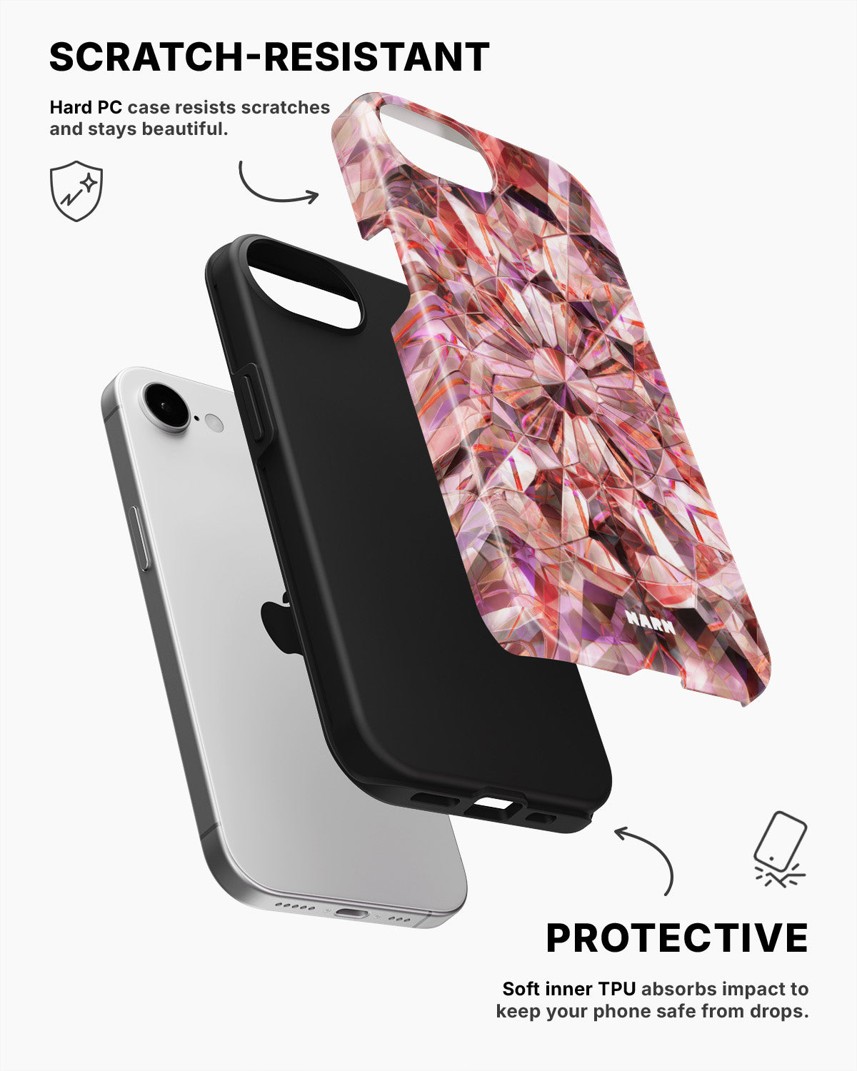 iPhone 16e Tough Case – Pink Crystals - View 2