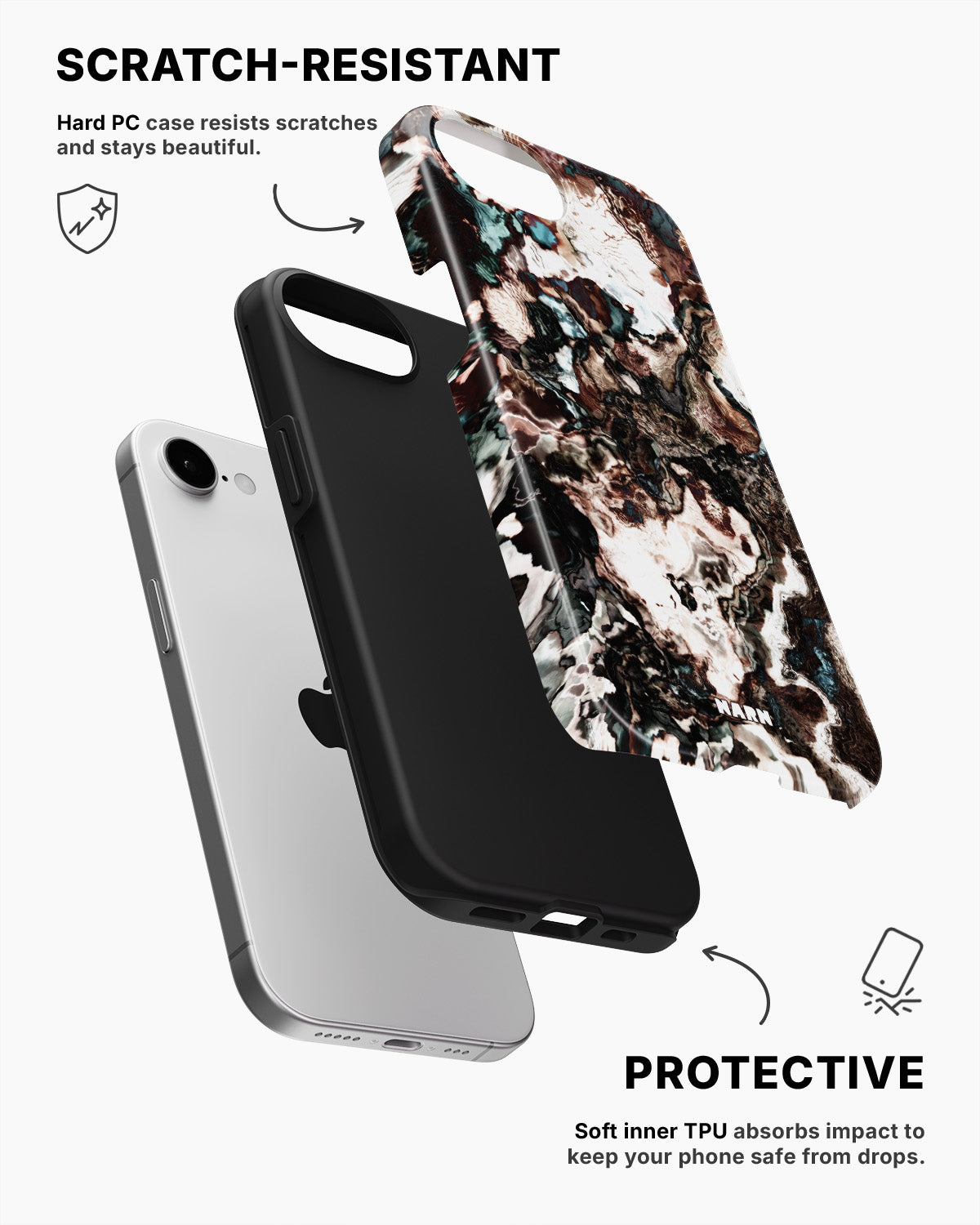 iPhone 16e Tough Case – Marble Brown - View 2