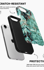 iPhone 16e Tough Case – Green Marble - View 2
