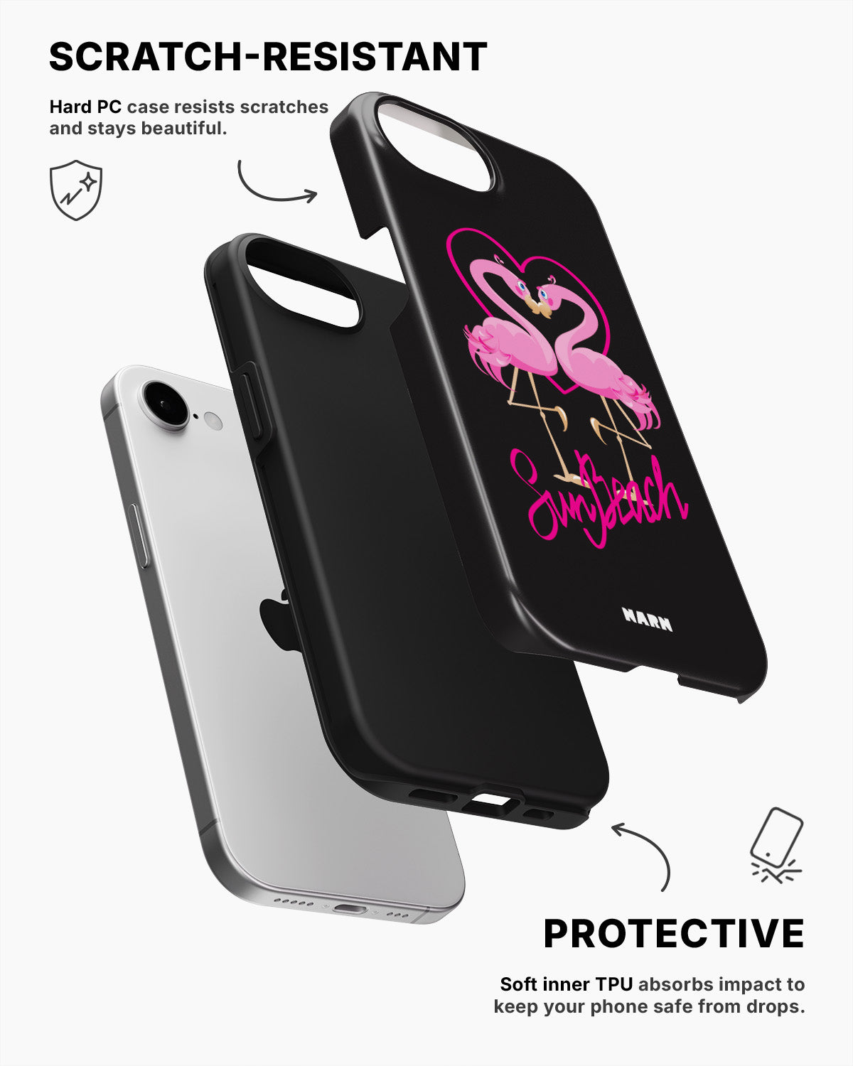 iPhone 16e Tough Case – Beach Flamingo - View 2